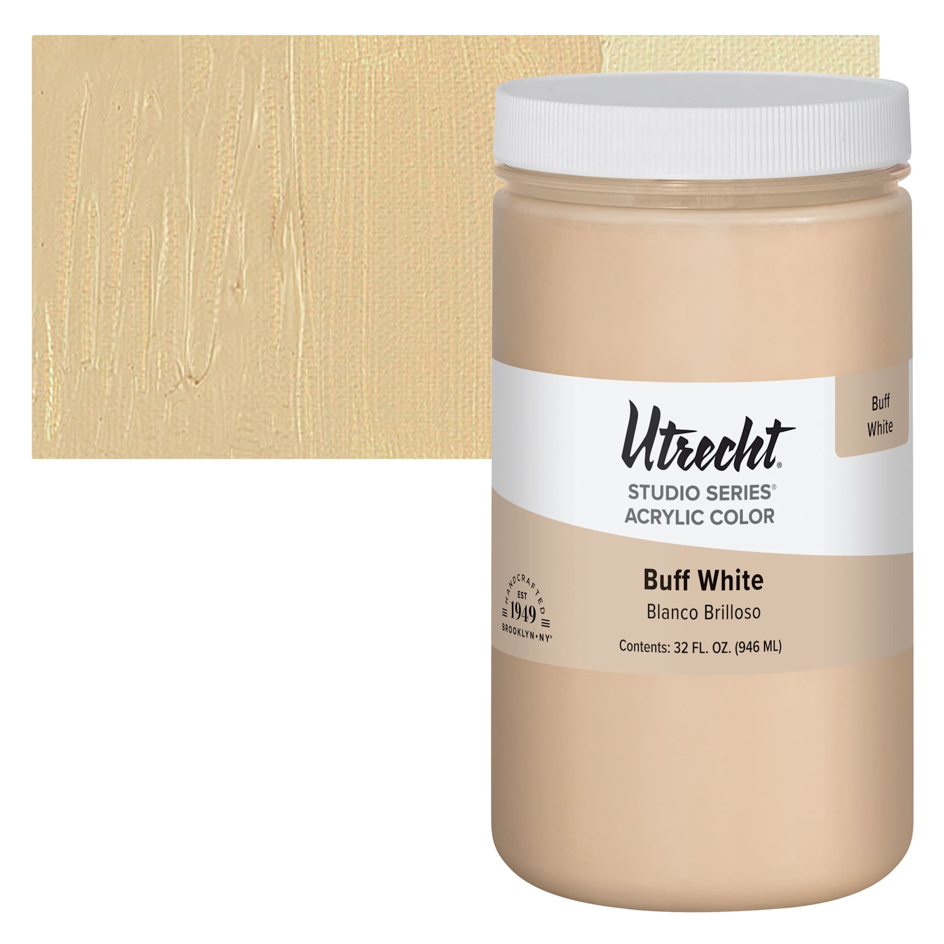 Utrecht Studio Series Acrylic Paint - Buff White, Quart and swatch