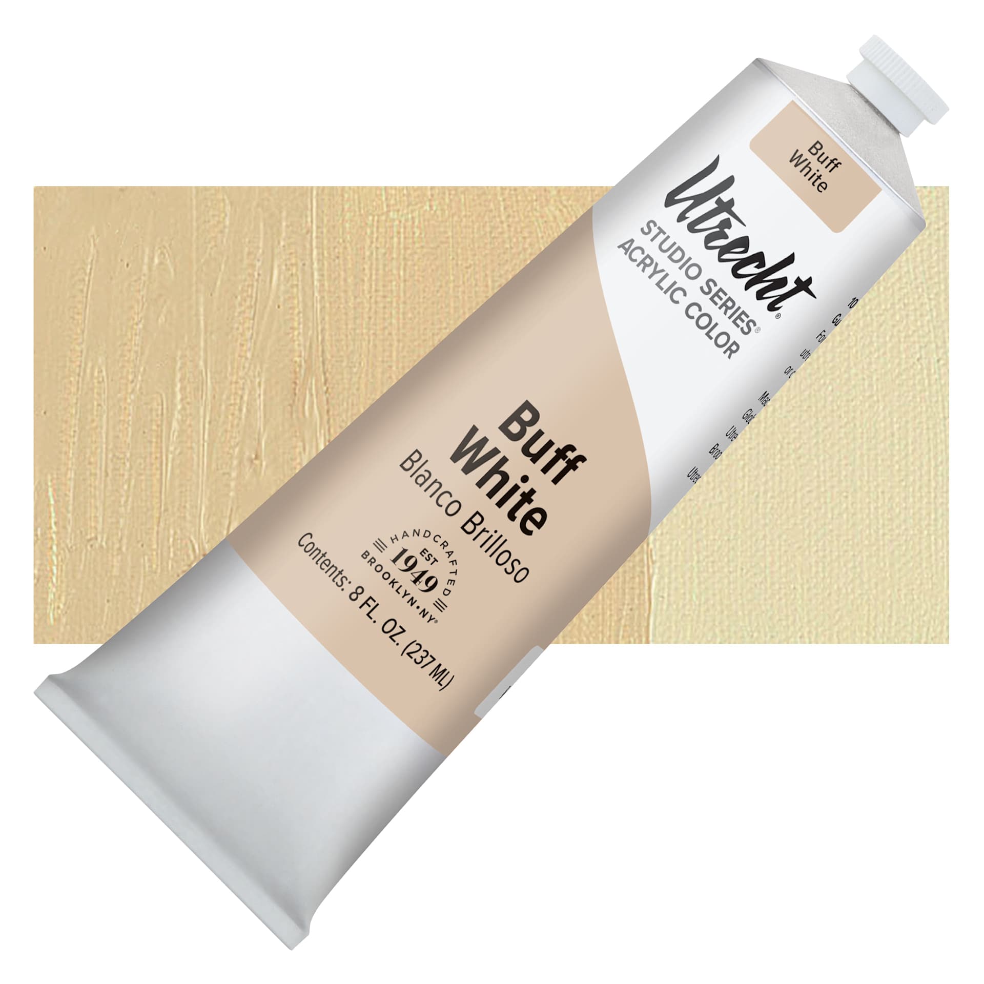Utrecht Studio Series Acrylic Paint - Buff White, 237 ml tube and swatch