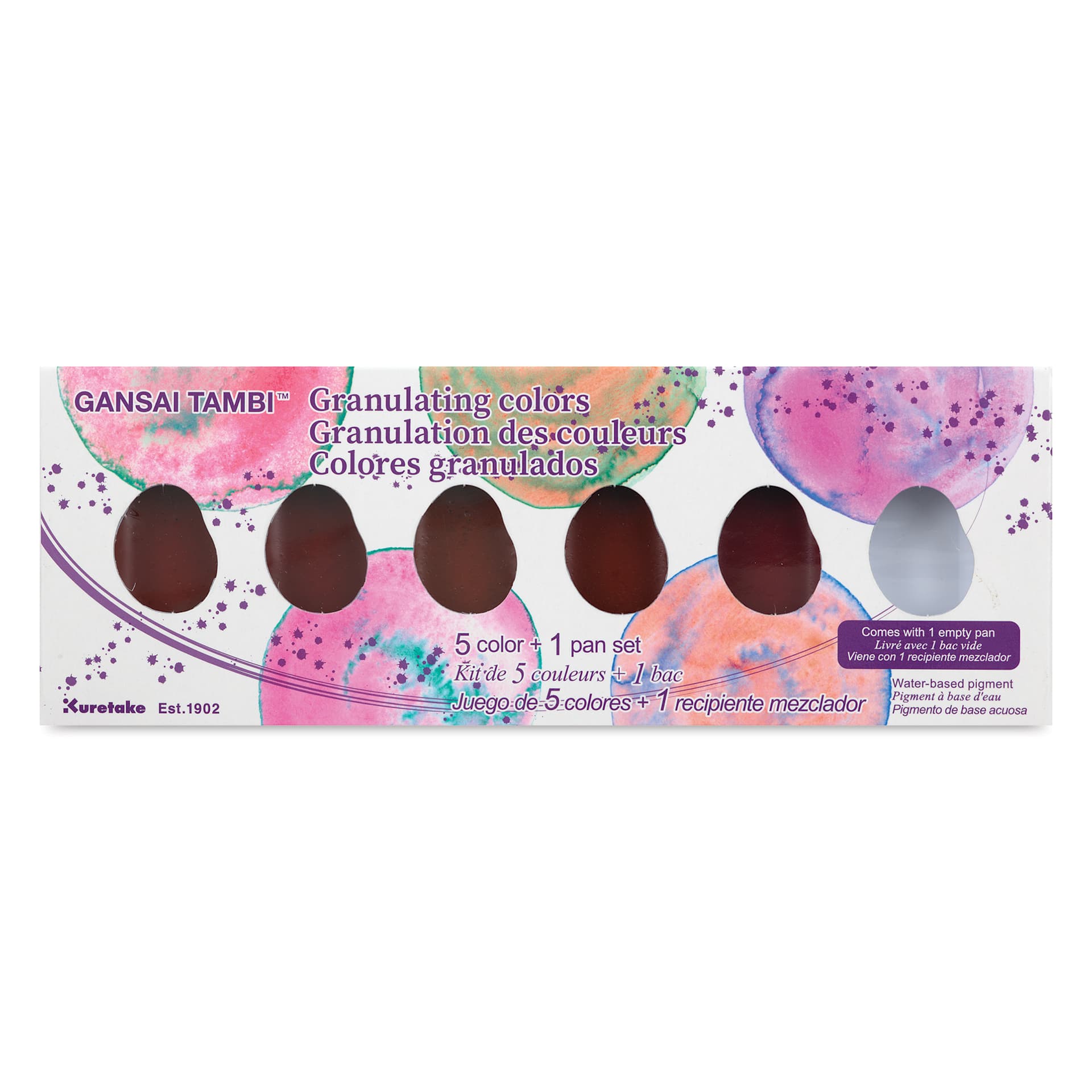 Gansai Tambi Watercolor Pans - Granulating Colors, Set of 5, front of package