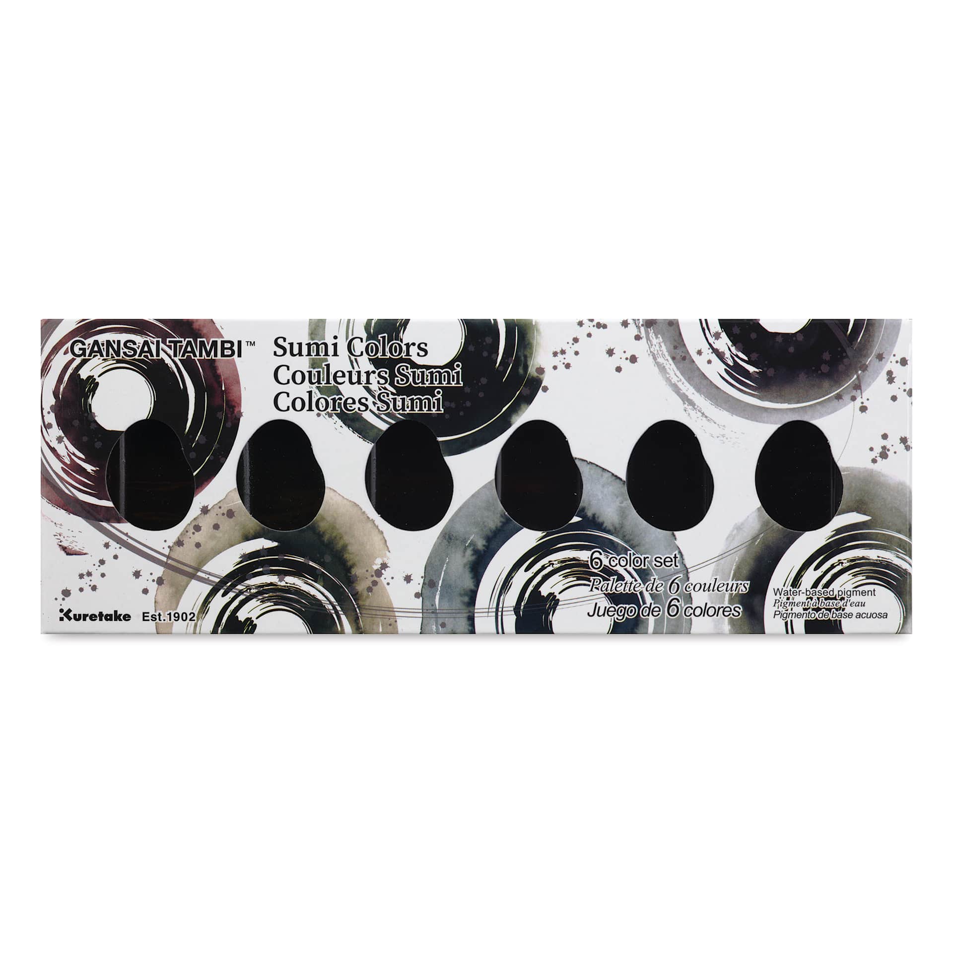 Gansai Tambi Watercolor Pans - Sumi Colors, Set of 6, front of package