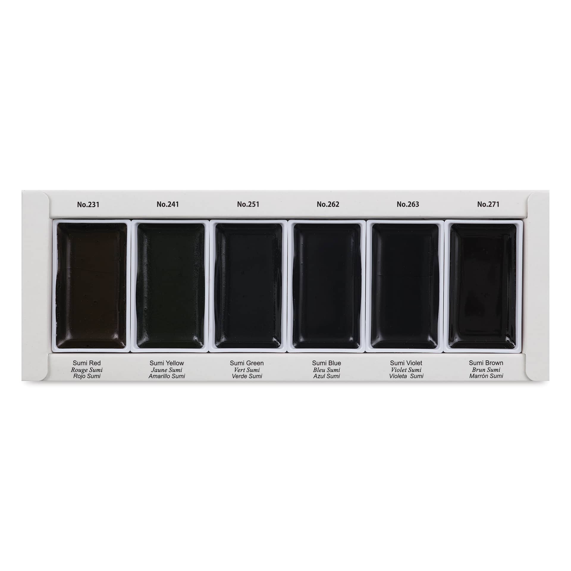 Gansai Tambi Watercolor Pans - Sumi Colors, Set of 6