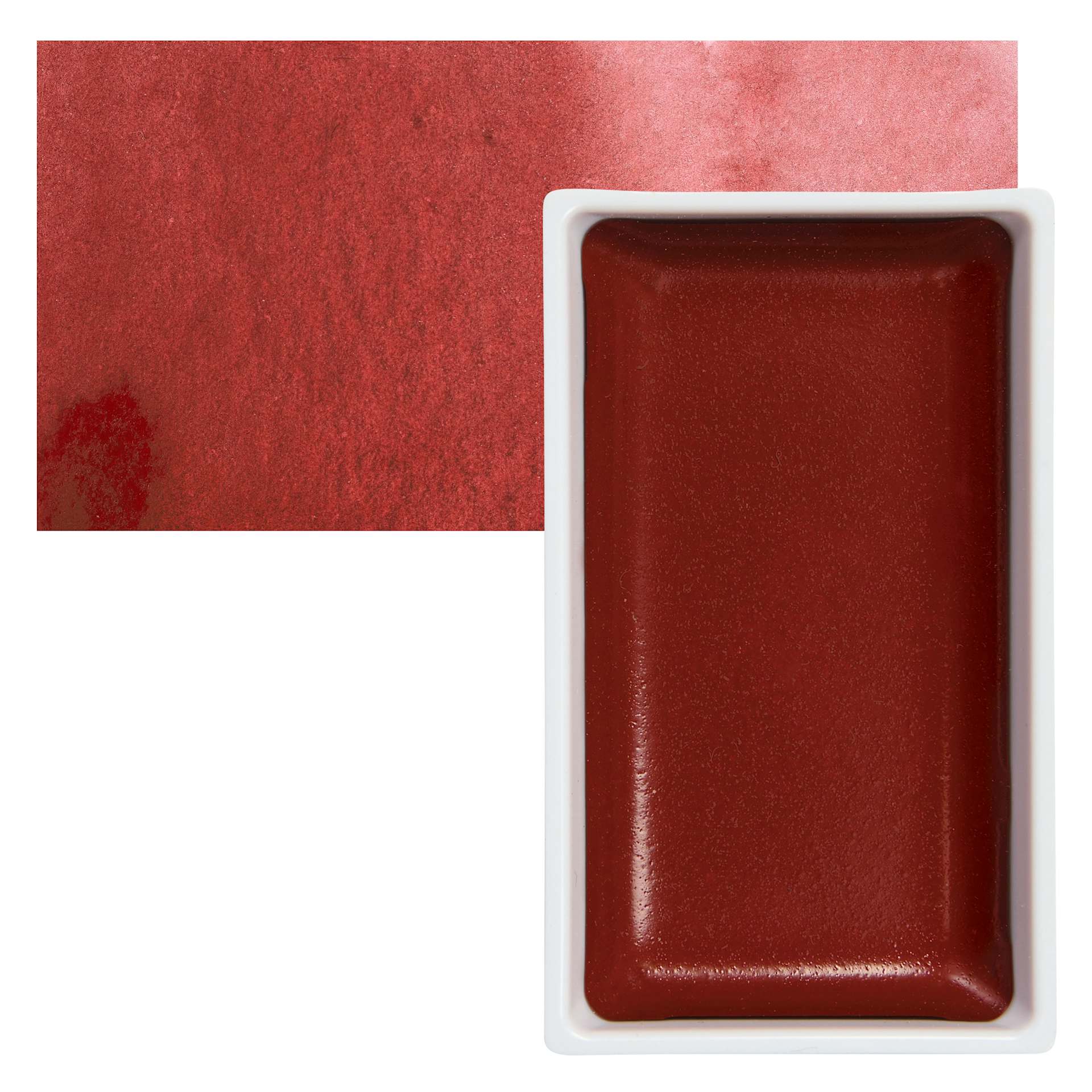 Kuretake Gansai Tambi Watercolor Pan - Indian Red pan and swatch