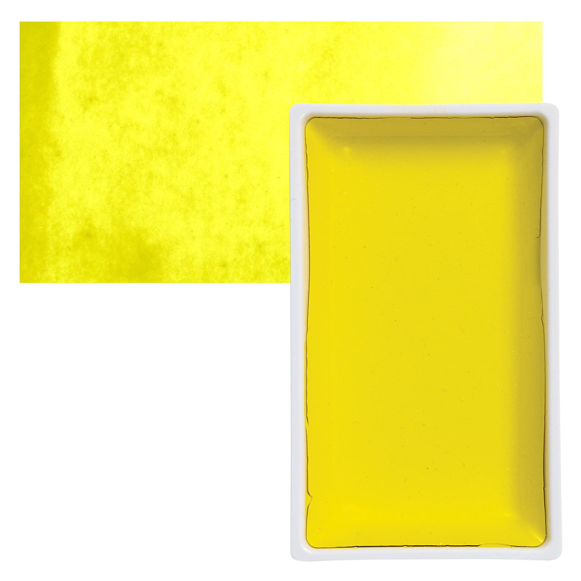Kuretake Gansai Tambi Watercolor Pan - Lemon Yellow pan and swatch