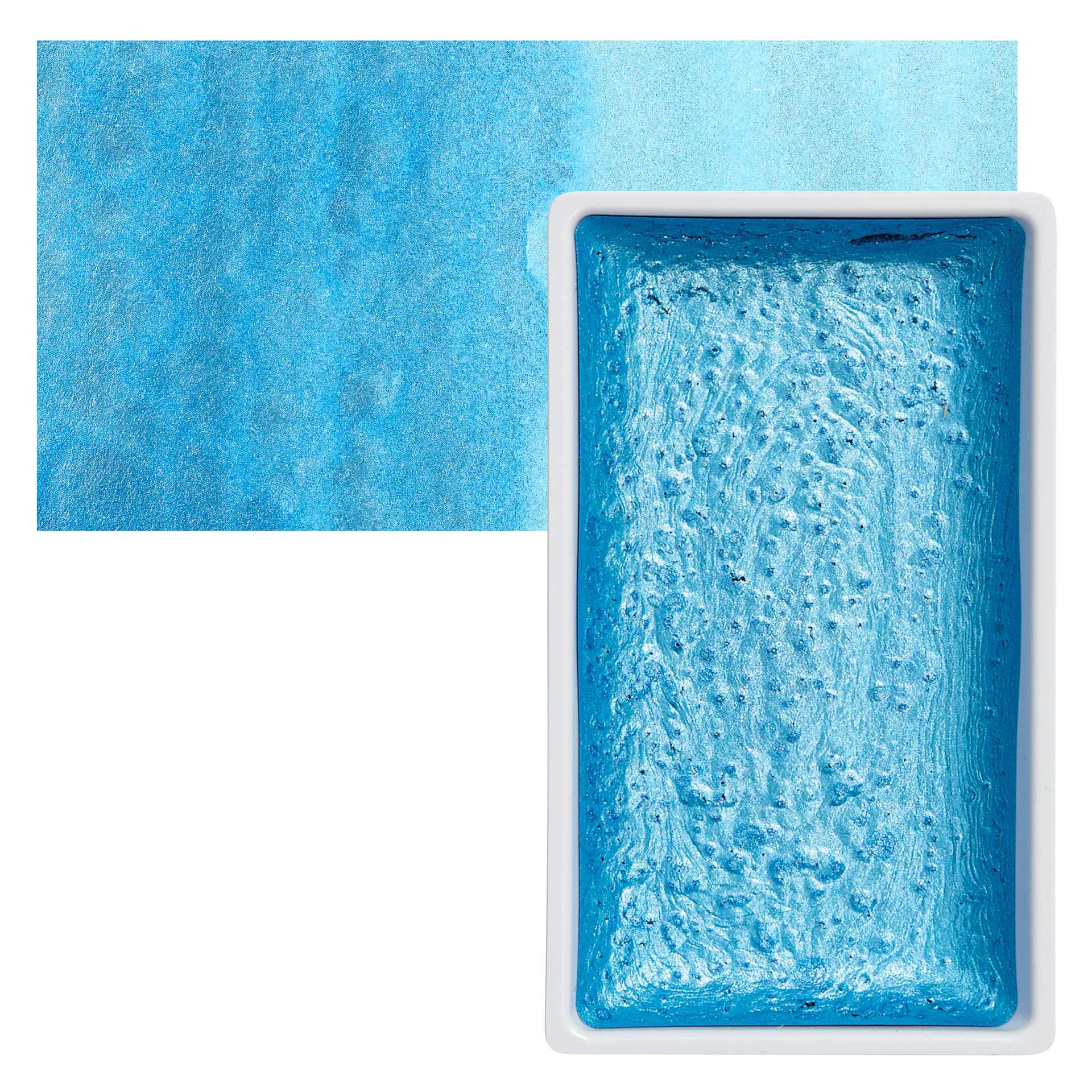 Kuretake Gansai Tambi Watercolor Pan - Pearl Cobalt Blue pan and swatch