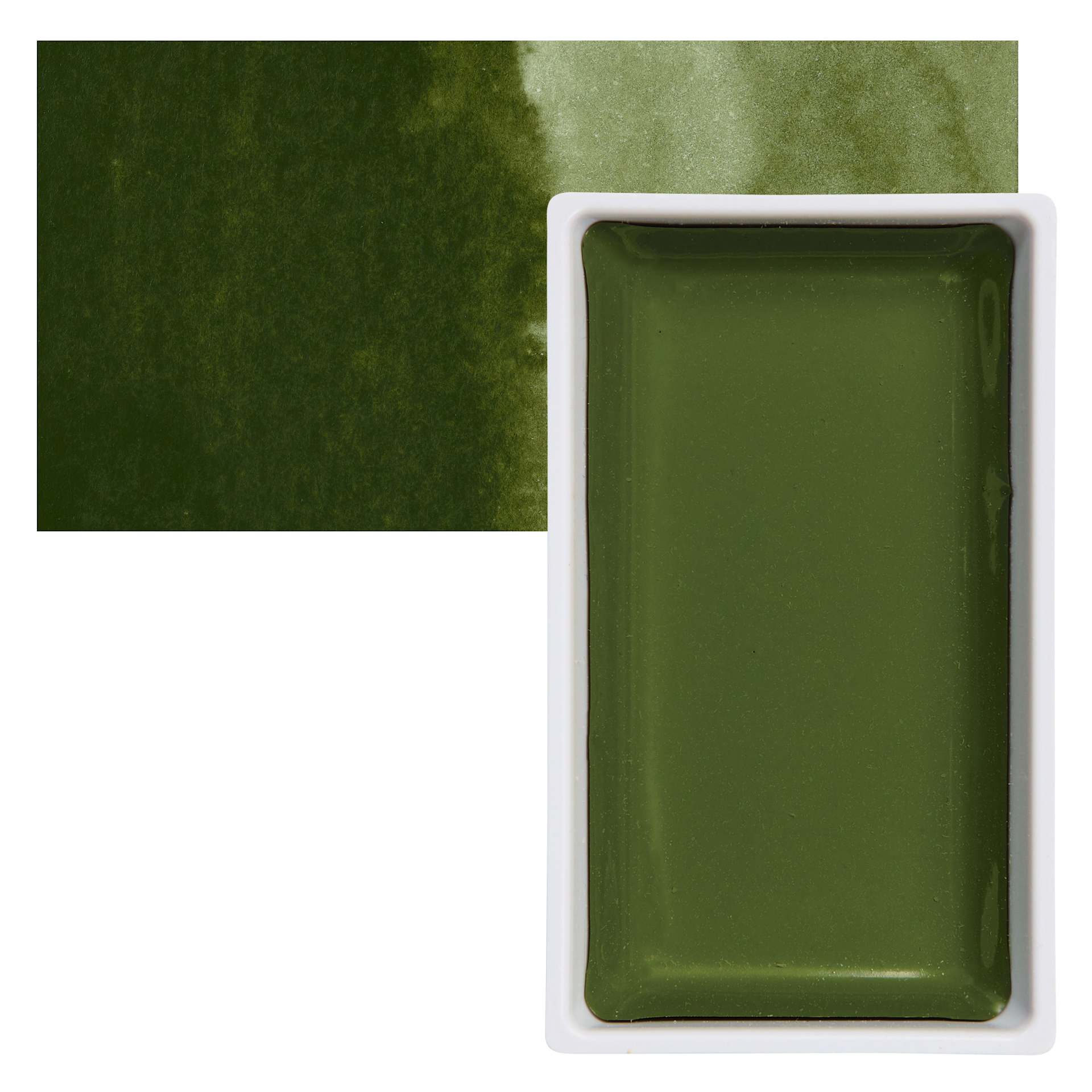 Kuretake Gansai Tambi Watercolor Pan - Olive Green pan and swatch