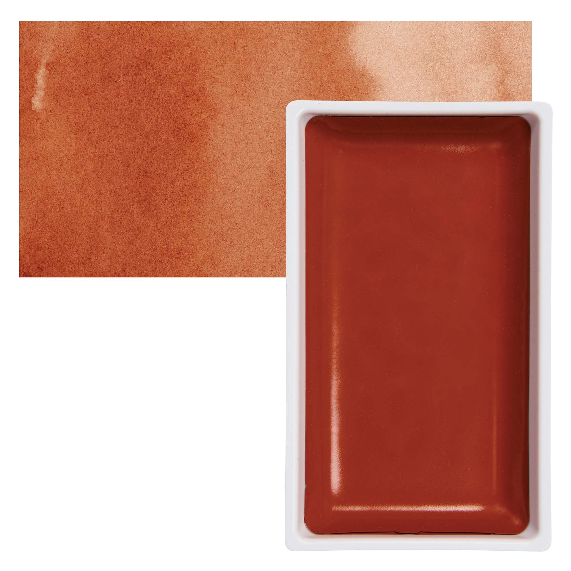 Kuretake Gansai Tambi Watercolor Pan - Burnt Sienna pan and swatch