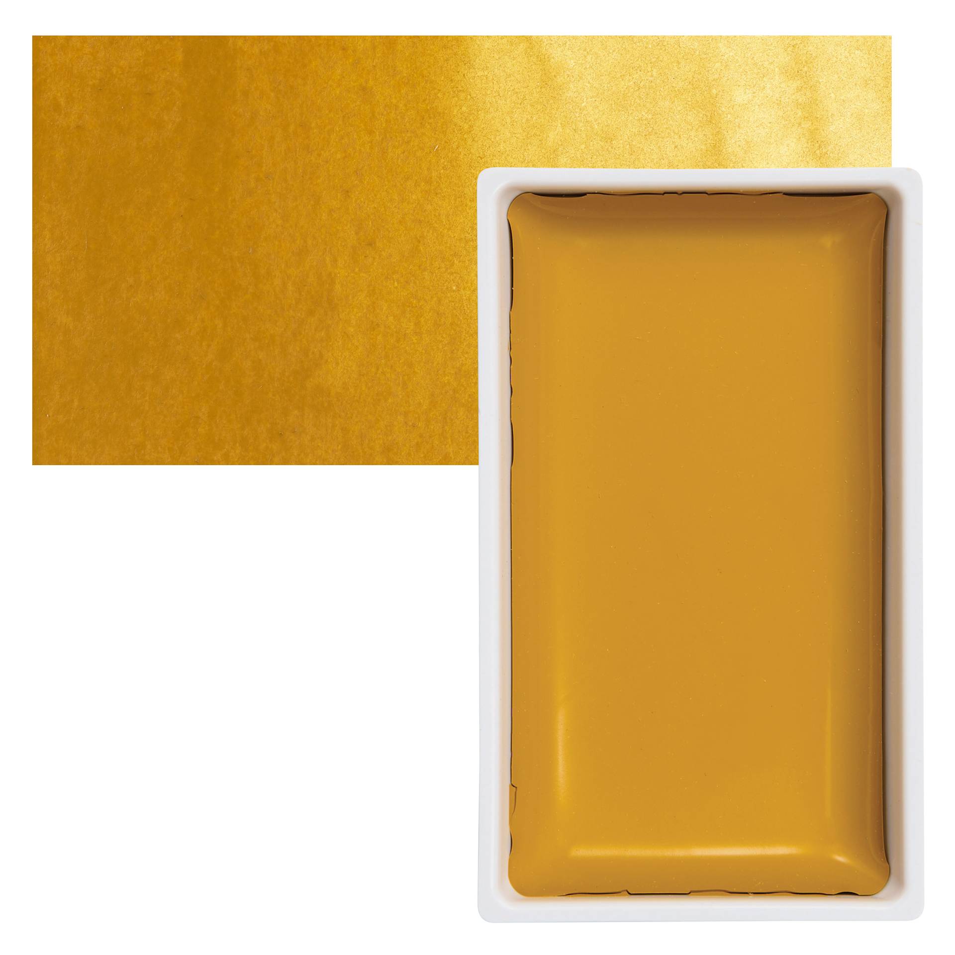 Kuretake Gansai Tambi Watercolor Pan - Yellow Ochre pan and swatch