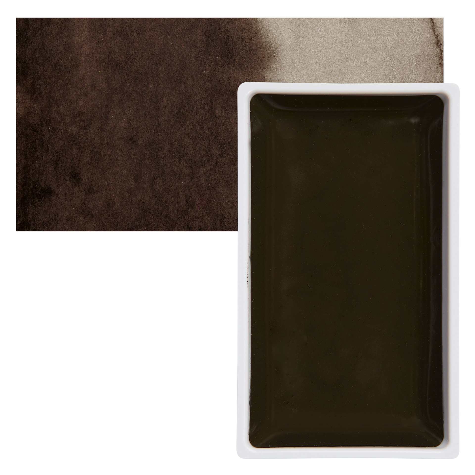 Kuretake Gansai Tambi Watercolor Pan - Raw Umber Deep pan and swatch