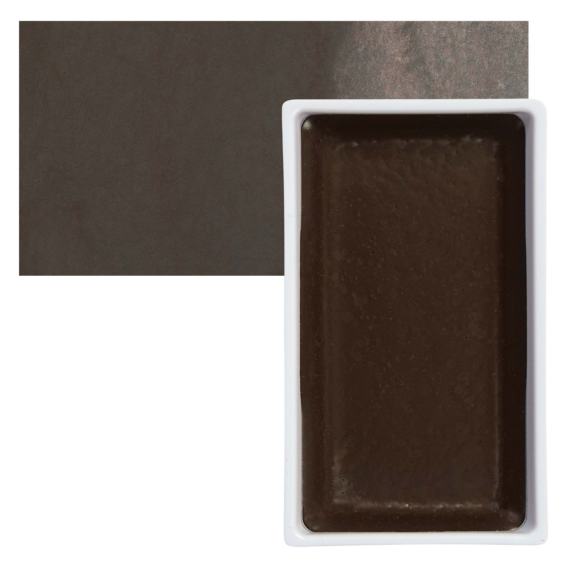 Kuretake Gansai Tambi Watercolor Pan - Graphite Brown pan and swatch