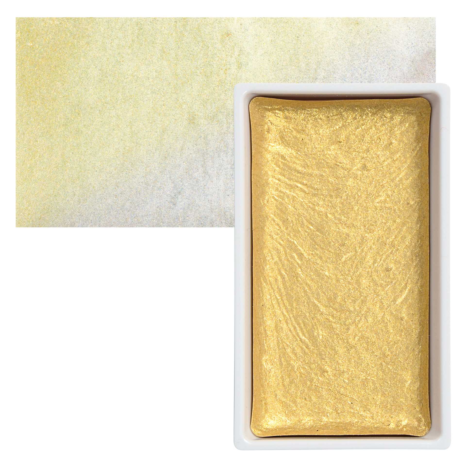 Kuretake Gansai Tambi Watercolor Pan - Light Gold pan and swatch