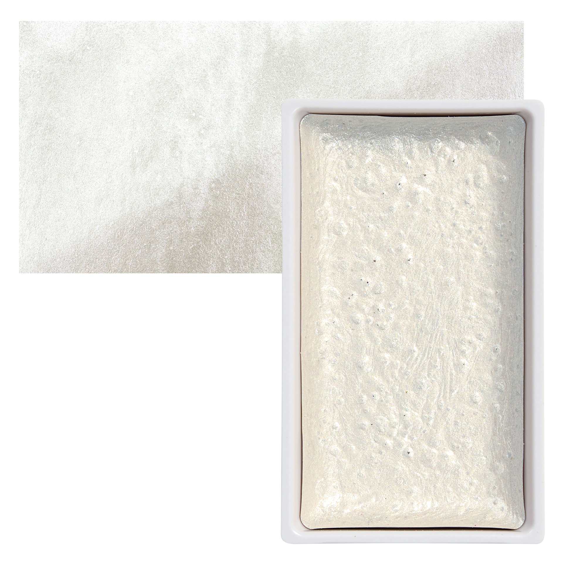Kuretake Gansai Tambi Watercolor Pan - White Gold pan and swatch