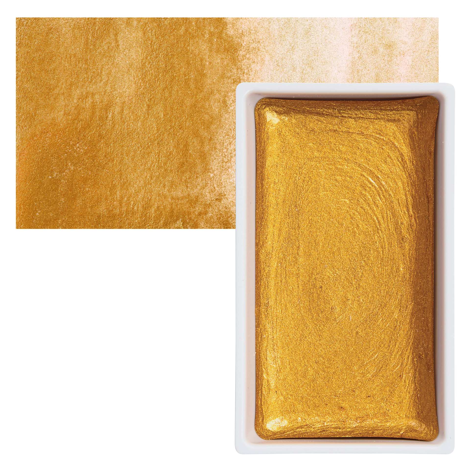 Kuretake Gansai Tambi Watercolor Pan - Red Gold pan and swatch