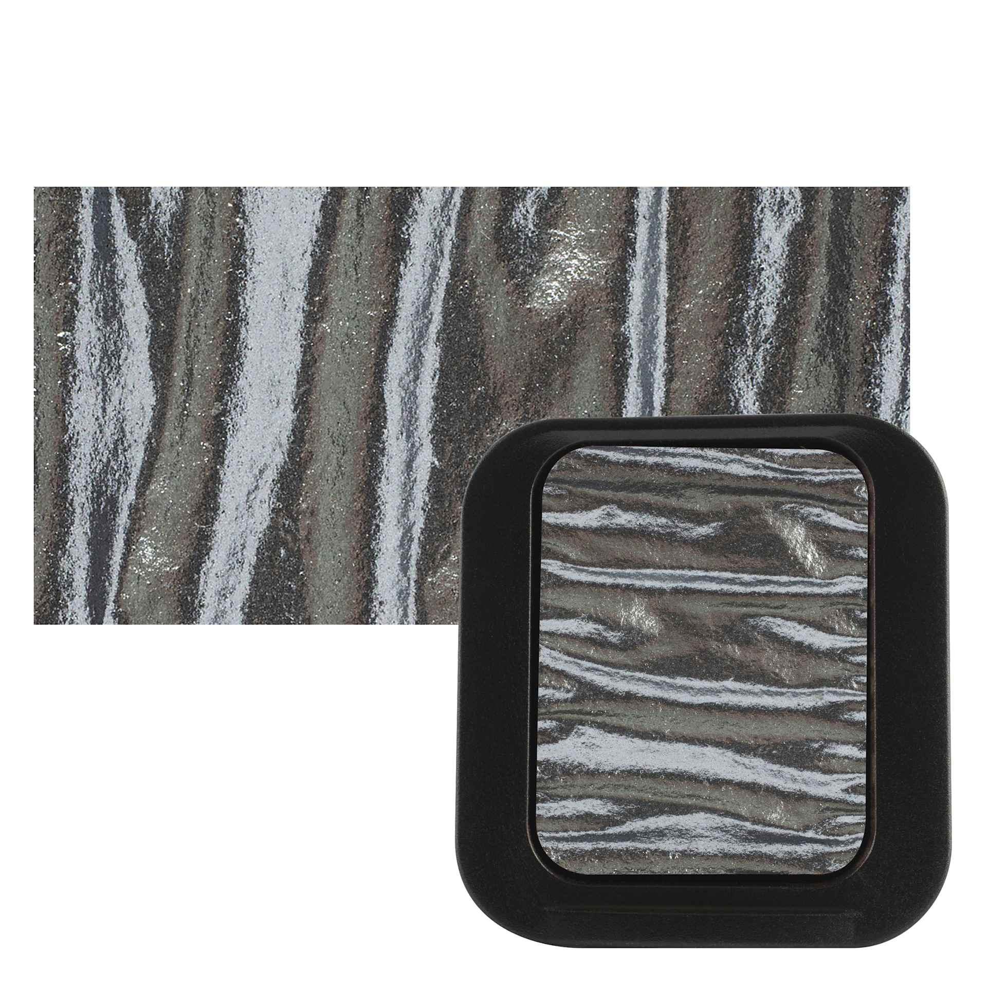 Finetec Artist Mica Watercolor - Platinum pan and swatch