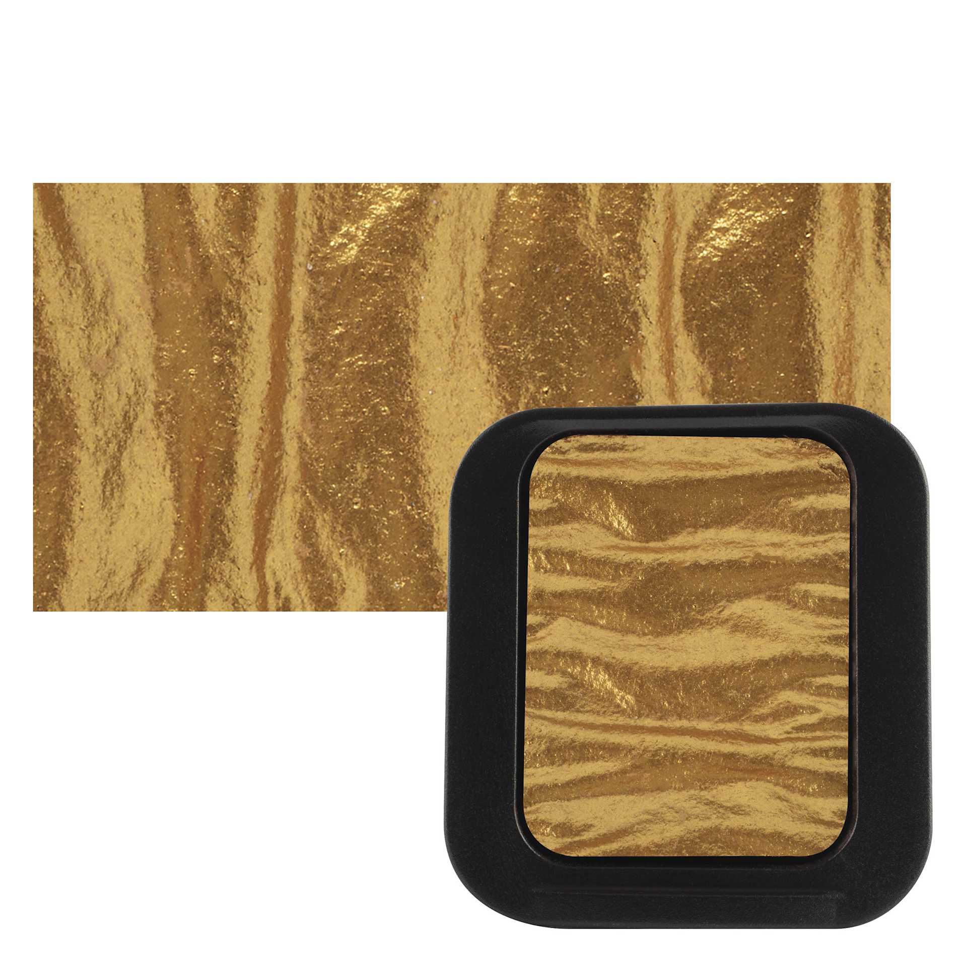 Finetec Artist Mica Watercolor - Olympic Gold pan and swatch