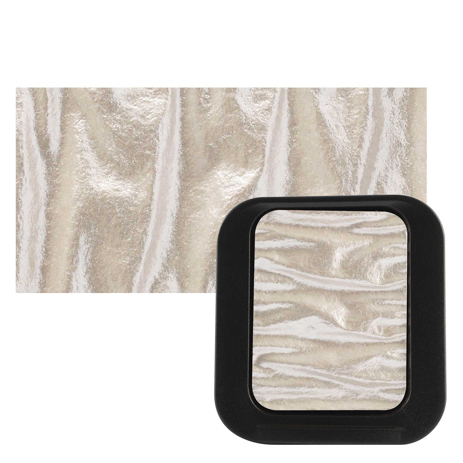 Finetec Artist Mica Watercolor - Pearl Silver pan and swatch