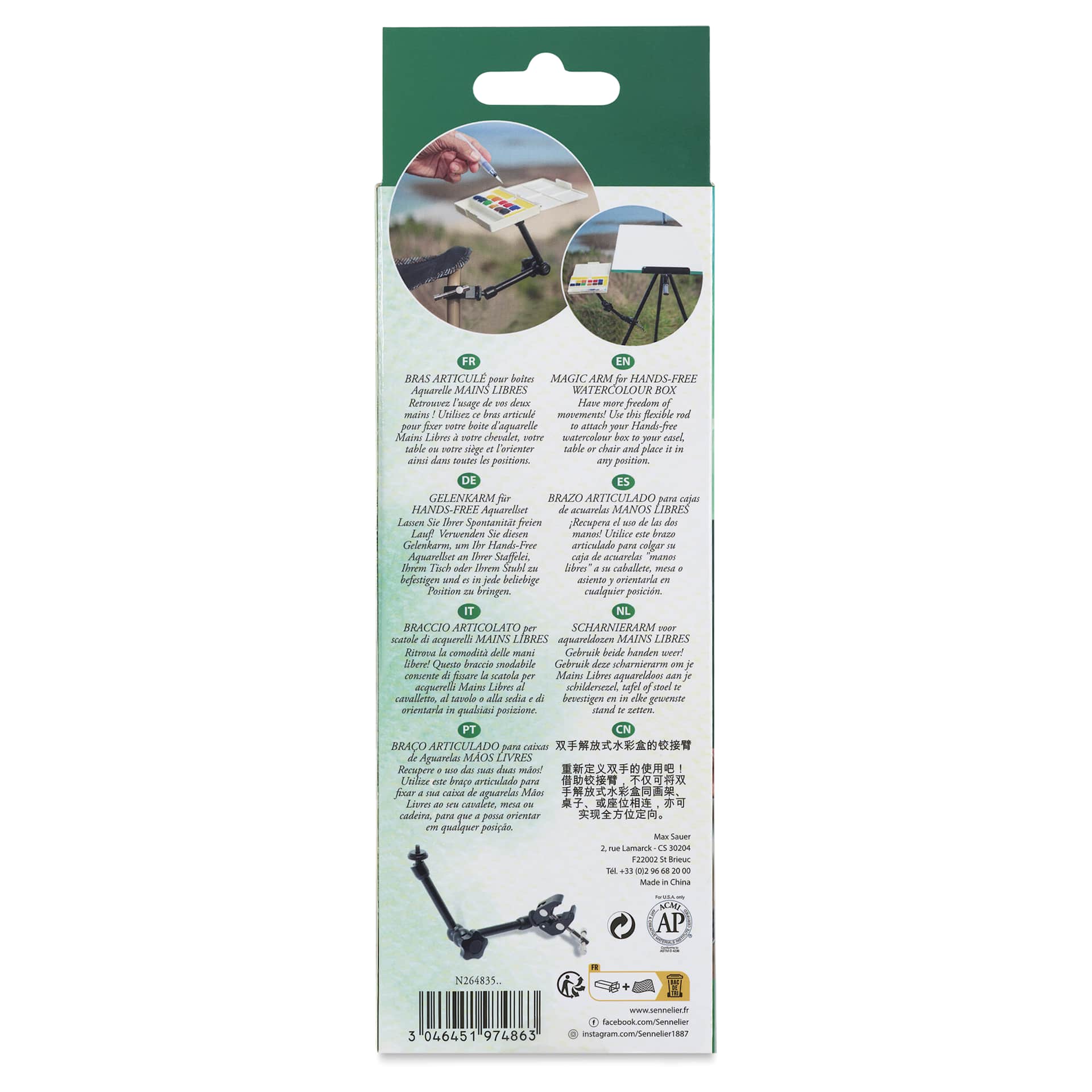 Sennelier Magic Arm Clamp back of package