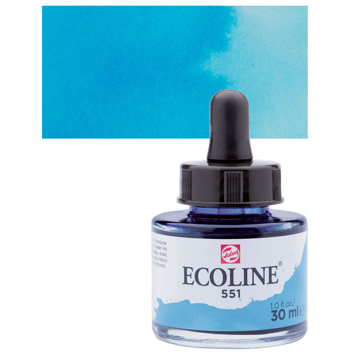 Ecoline Liquid Watercolor with Dropper - Sky Blue Light, 30 ml jar and swatch