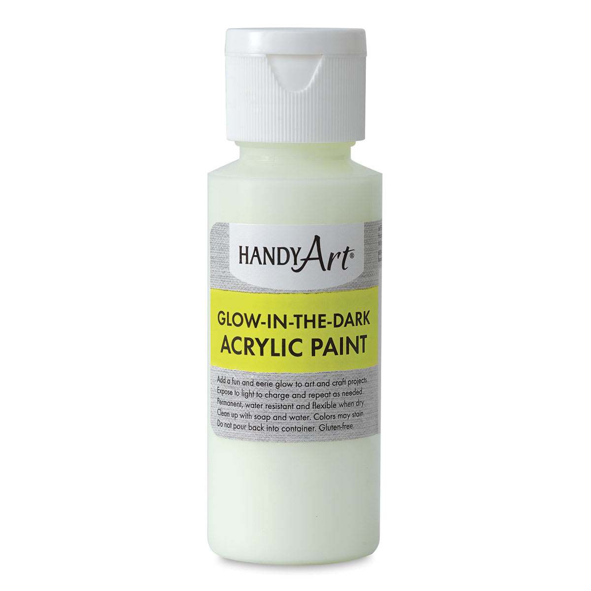 Handy Art Glow in the Dark Paint - front of Clear 2oz bottle