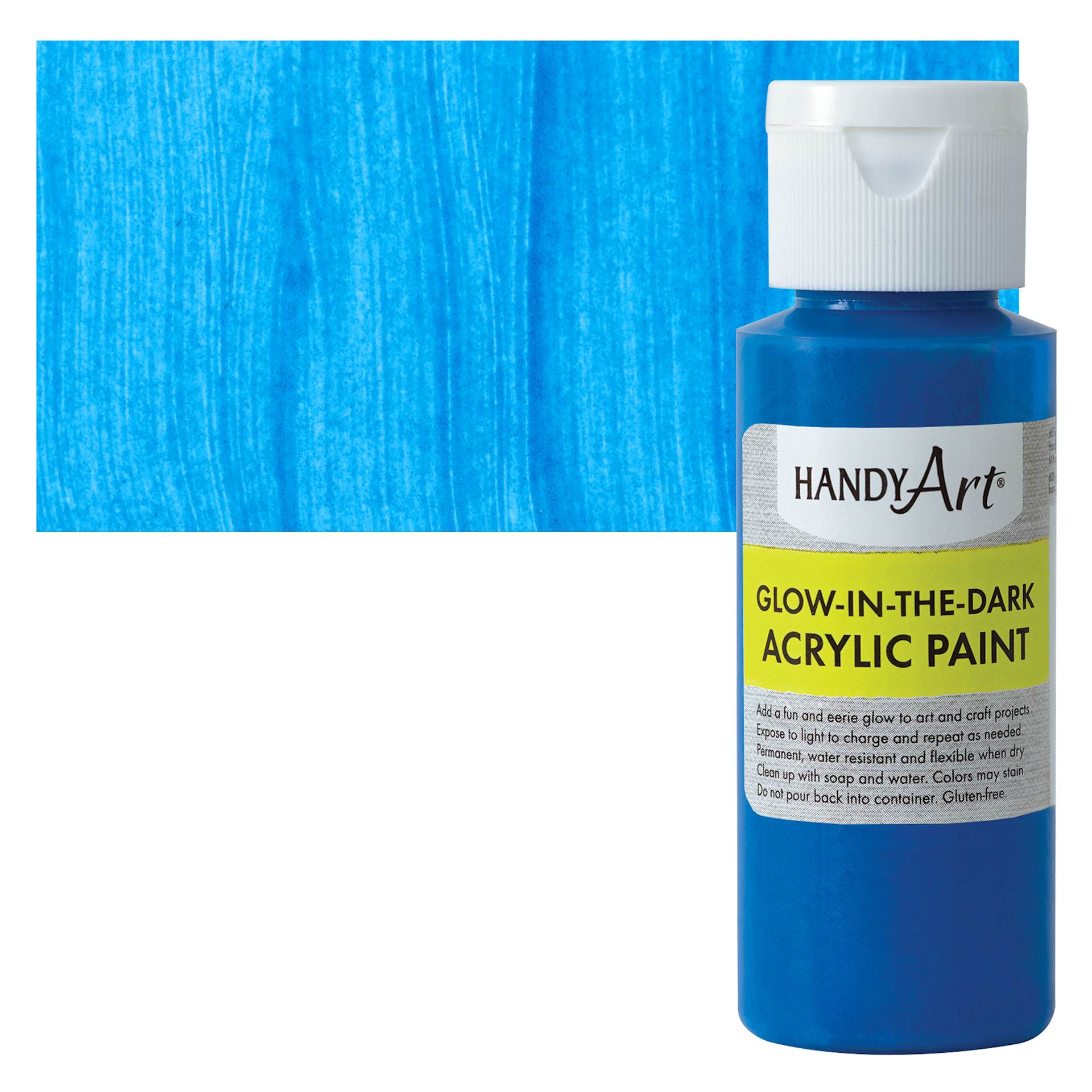 Handy Art Glow-in-the-Dark Paint - Blue - Bottle and Swatch
