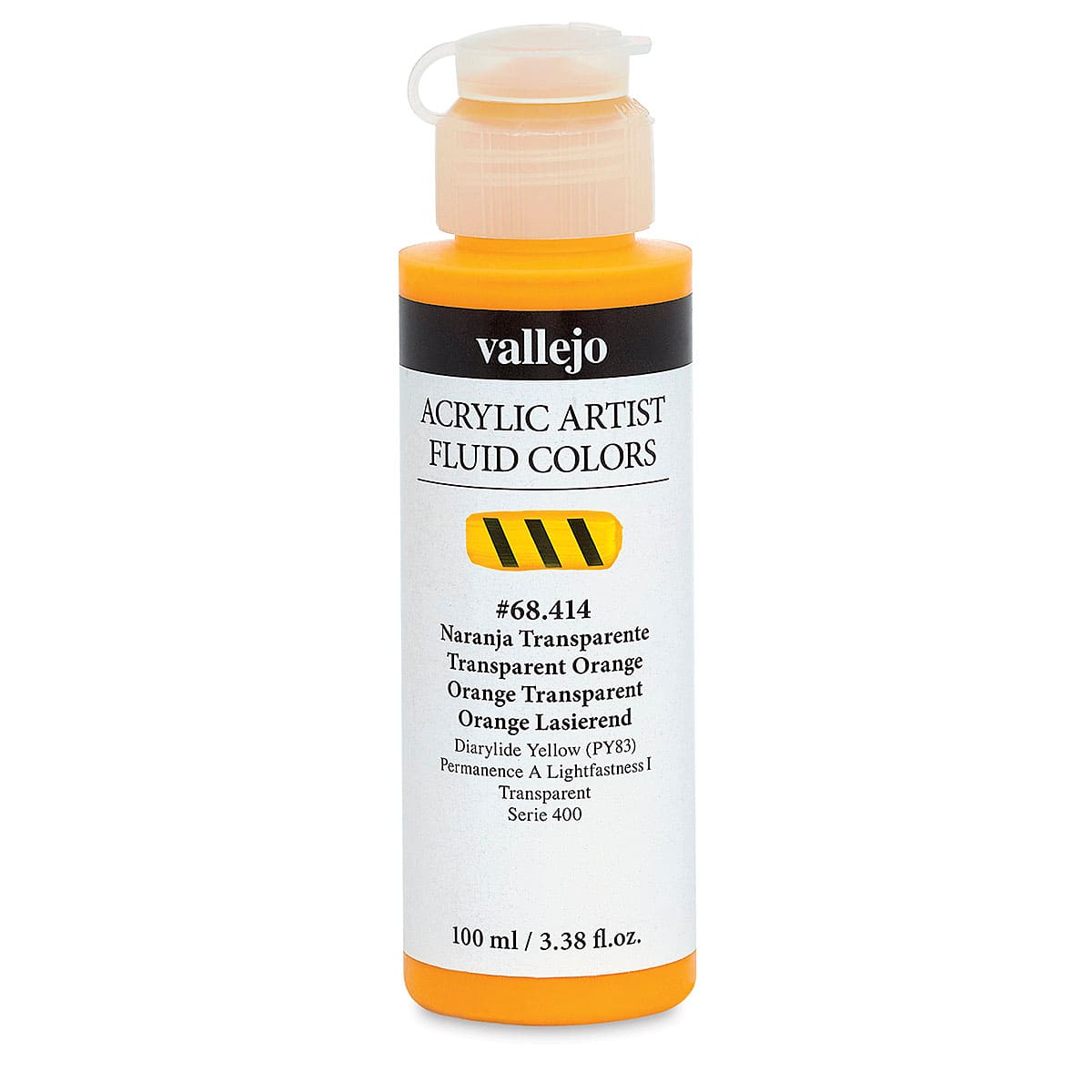 Vallejo Fluid Acrylic - Transparent Orange, 100 ml