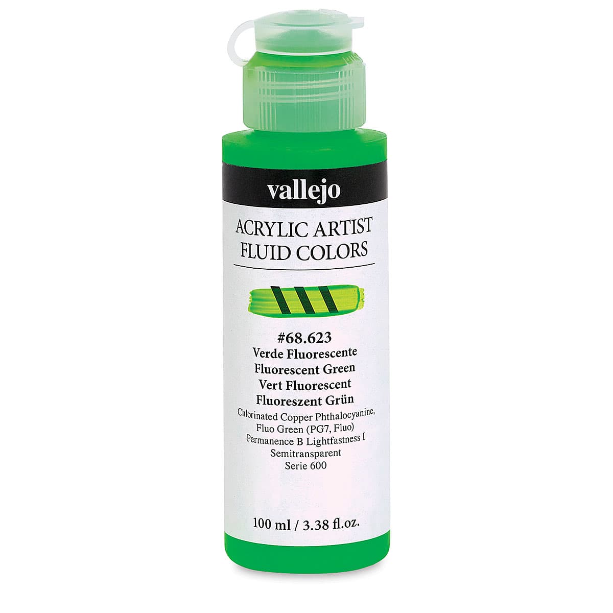 Vallejo Fluid Acrylic - Fluorescent Green, 100 ml