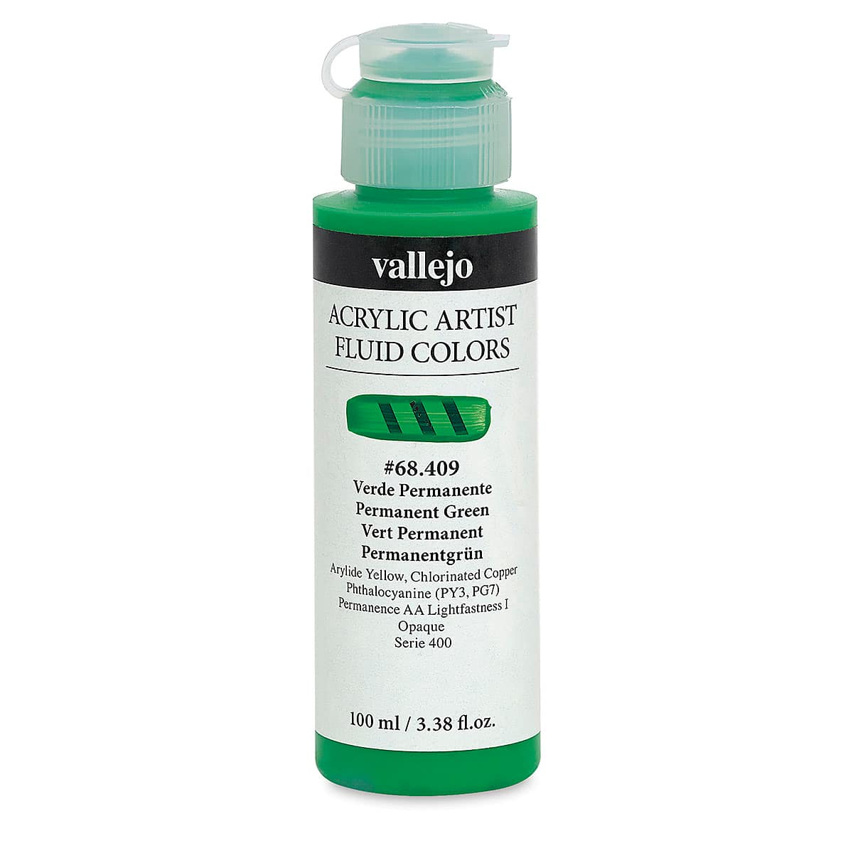 Vallejo Fluid Acrylic - Permanent Green, 100 ml