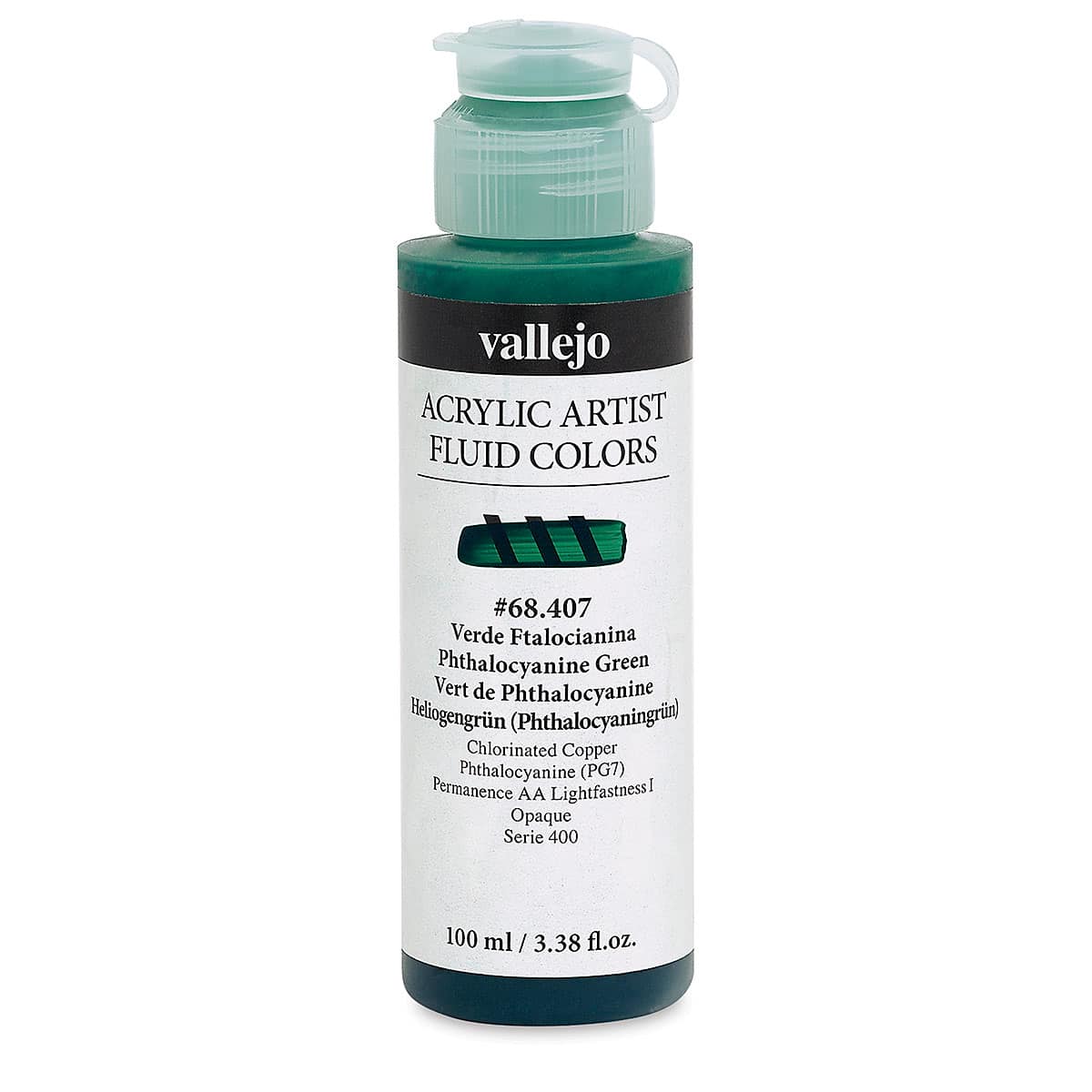 Vallejo Fluid Acrylic - Phthalocyanine Green, 100 ml