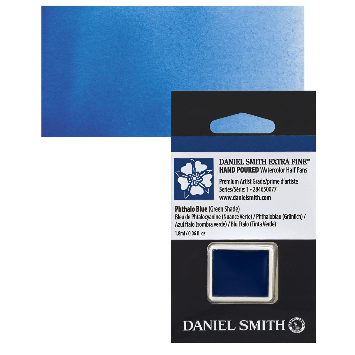 Daniel Smith Extra Fine Watercolor Half Pan - Phthalo Blue Green Shade and swatch