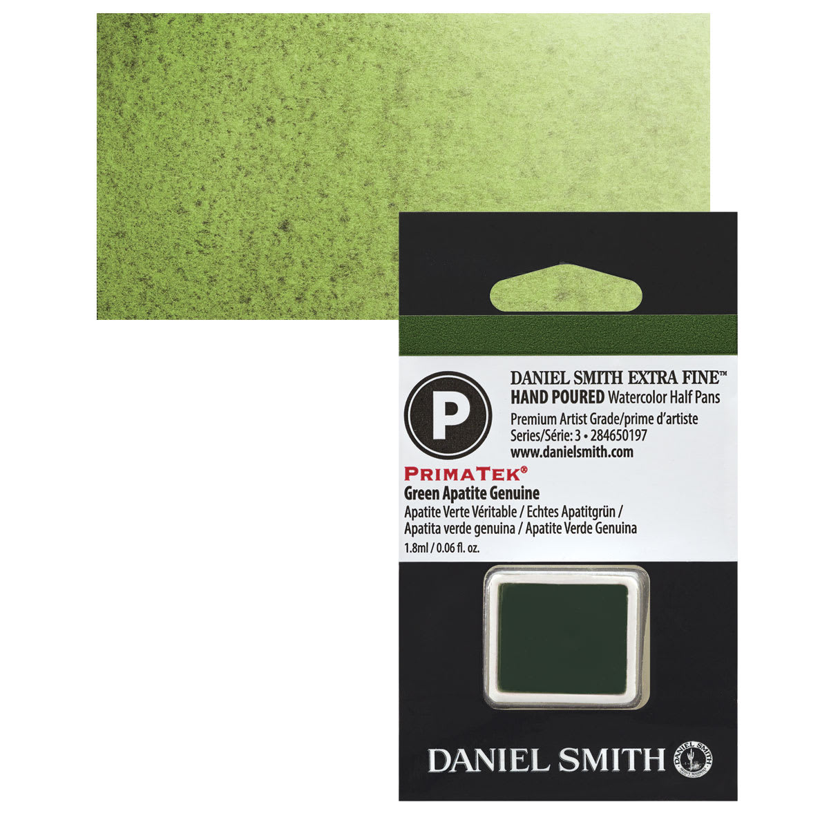 Daniel Smith Extra Fine Watercolor Half Pan - Green Apatite Genuine and swatch
