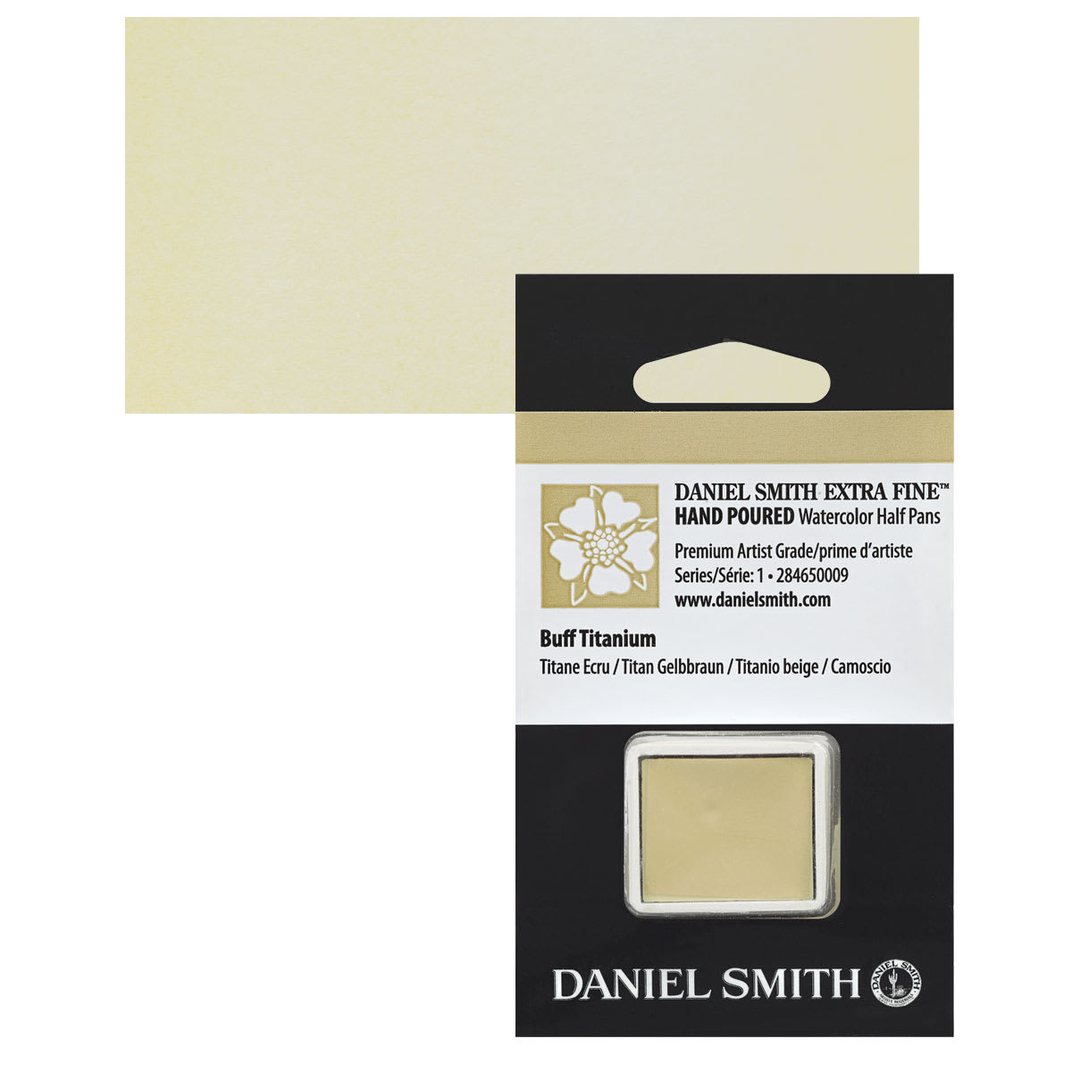 Daniel Smith Extra Fine Watercolor Half Pan - Buff Titanium and swatch