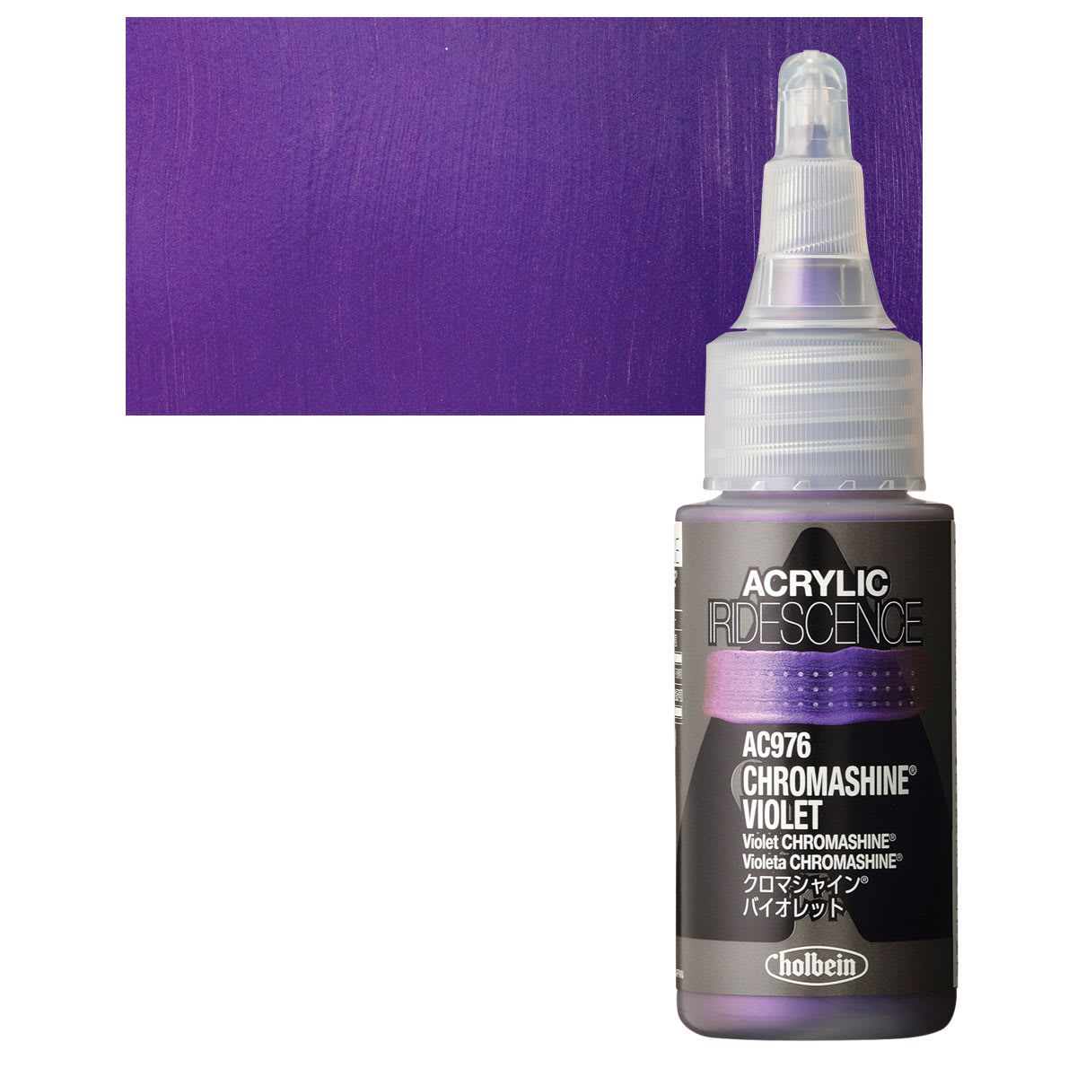 Holbein Iridescence Acrylic - Chromashine Violet, 30 ml and swatch