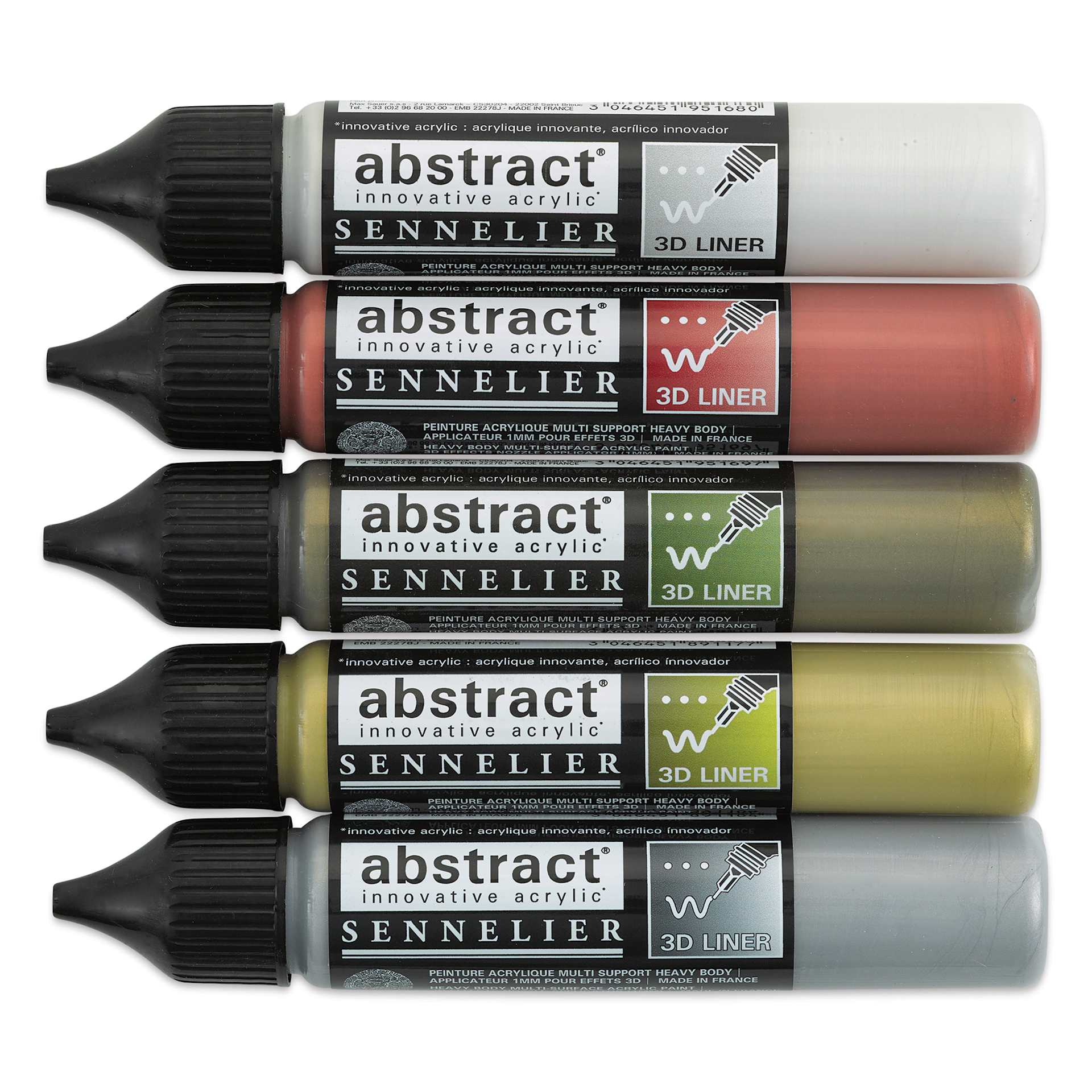 Sennelier Abstract 3D Liner - Metallics, Set of 5 (out of package)