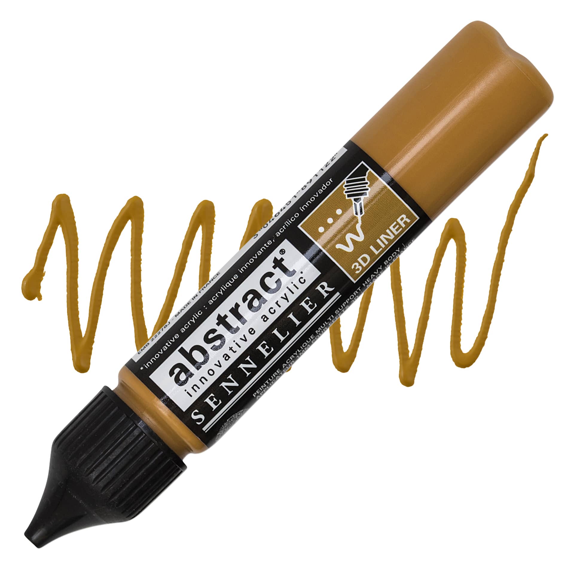 Sennelier Abstract 3D Liner - Yellow Ochre, 27 ml bottle and swatch