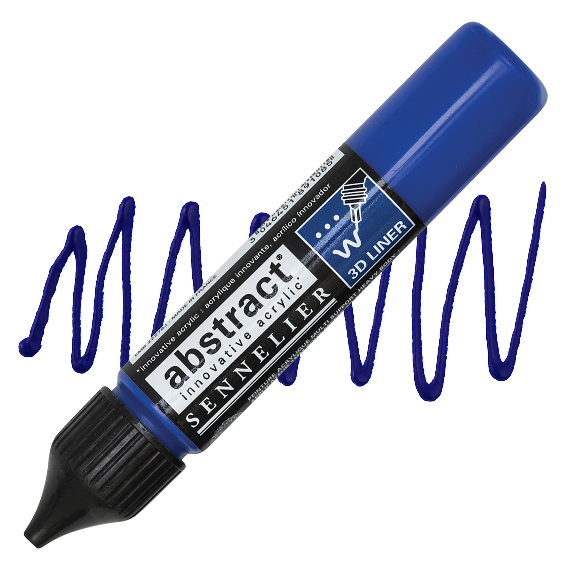 Sennelier Abstract 3D Liner - Ultramarine Blue, 27 ml bottle and swatch