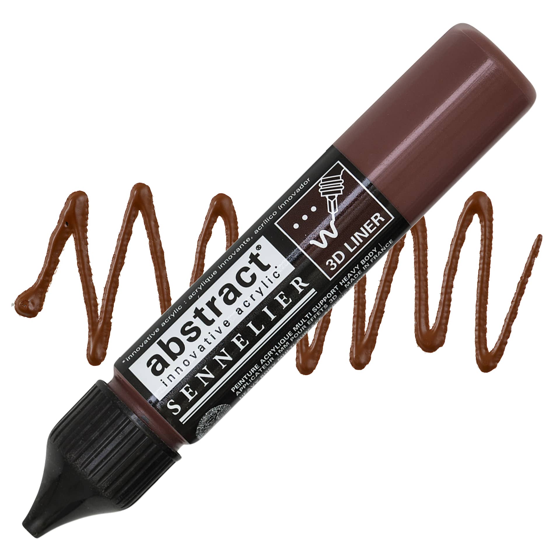 Sennelier Abstract 3D Liner - Burnt Sienna, 27 ml bottle and swatch