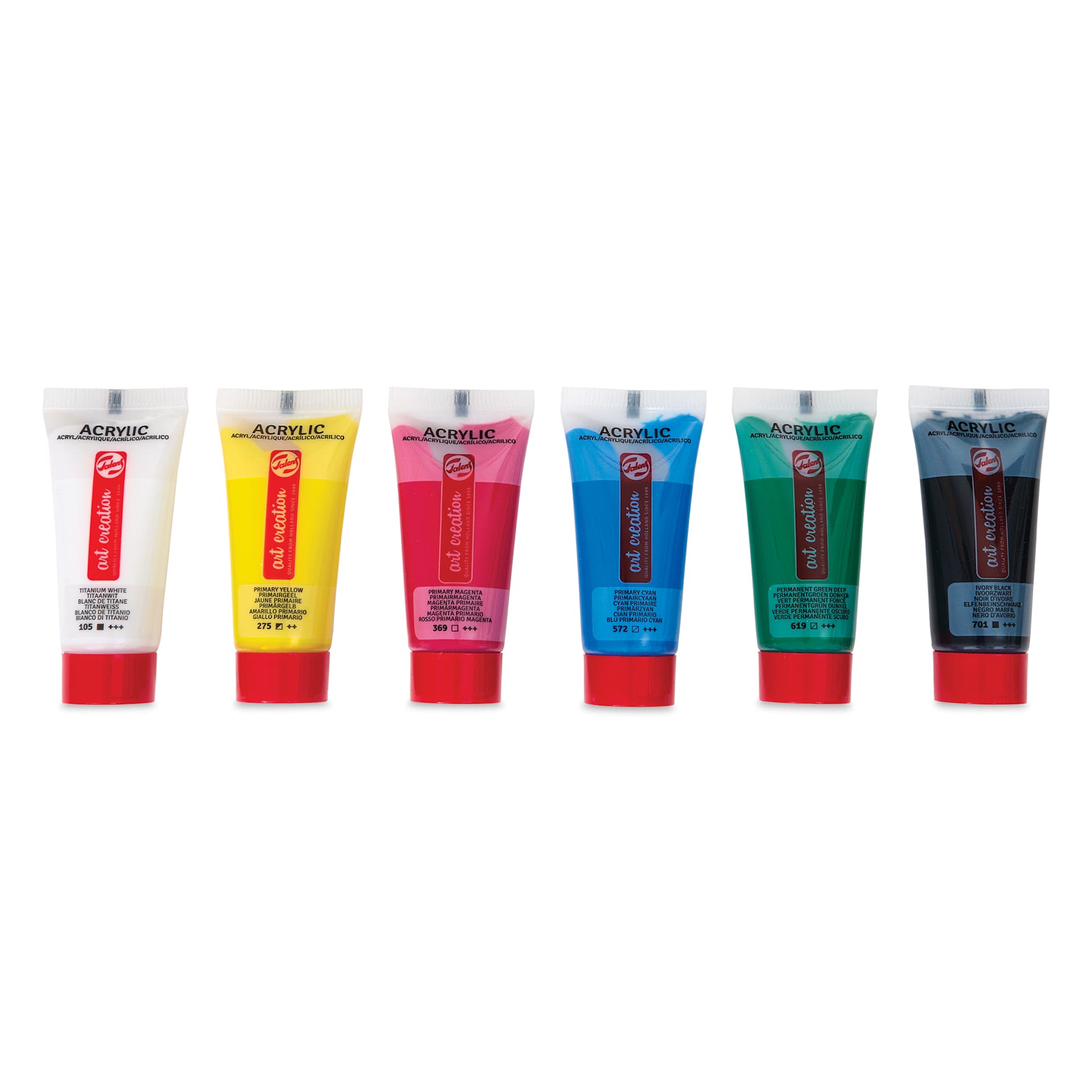 Talens Art Creation Acrylics - Set of 6, Primary, 12 ml Tubes