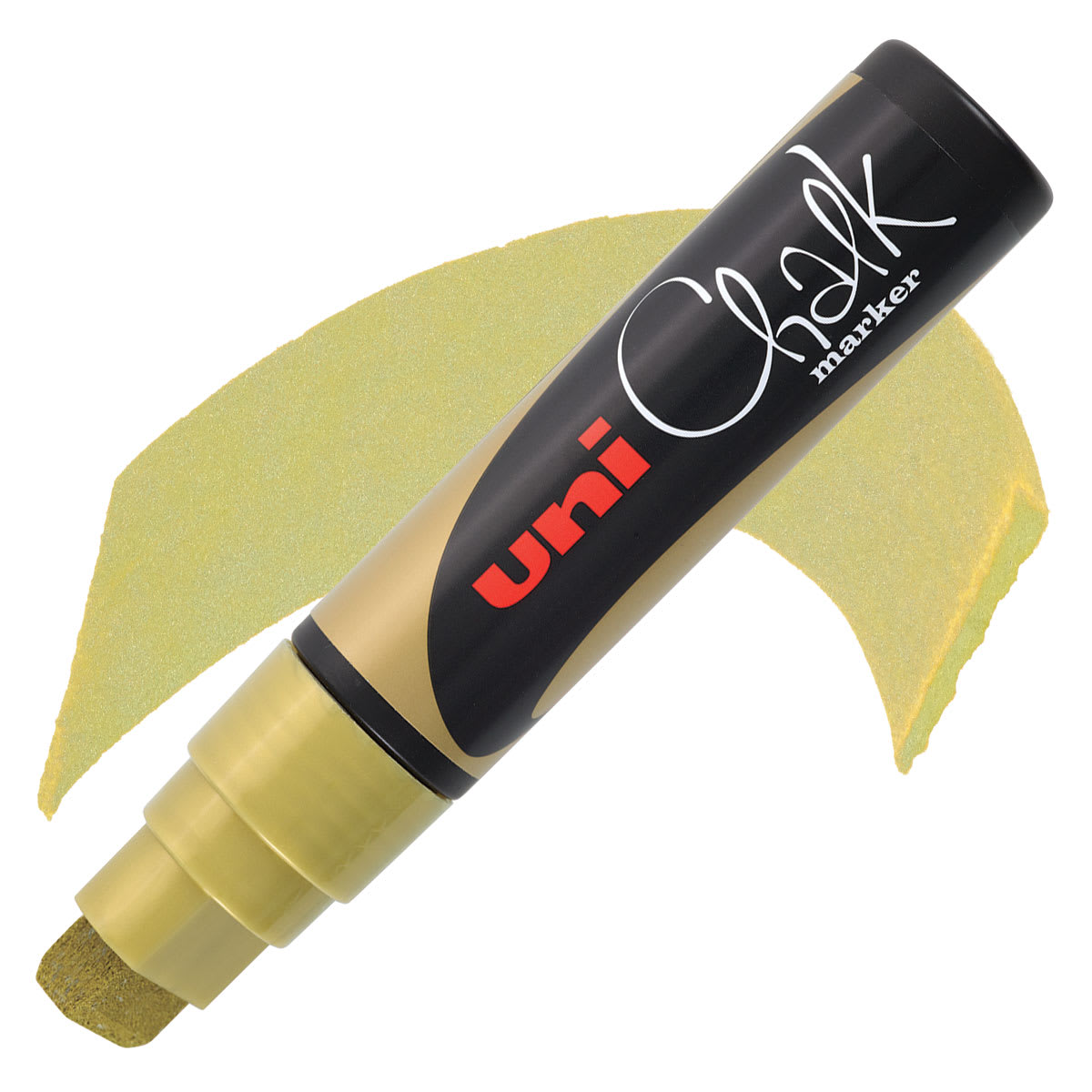 Uni Chalk Marker - Gold, 15 mm marker and swatch
