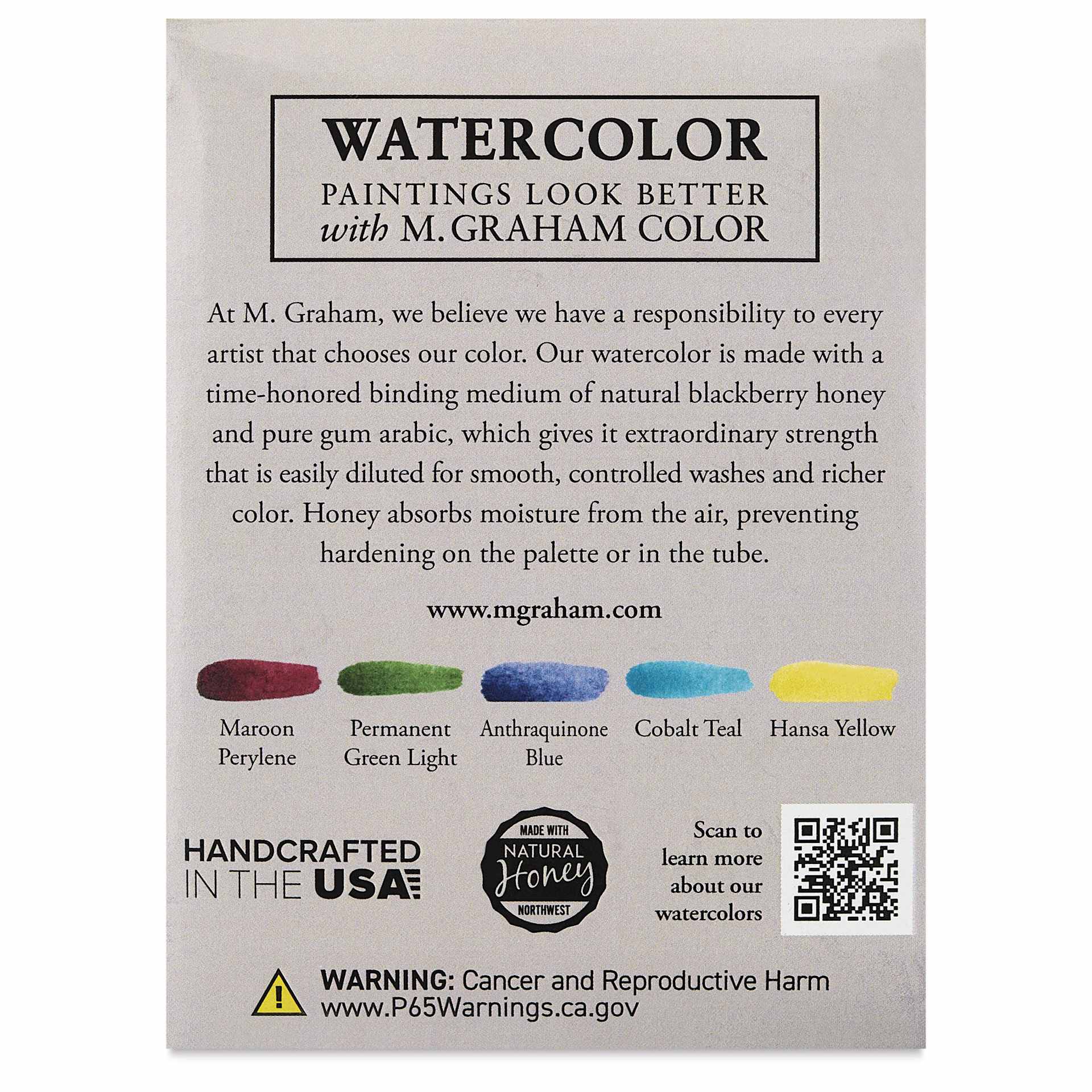 M. Graham Artists' Watercolors - Set of 5, Jewel Tones back of package