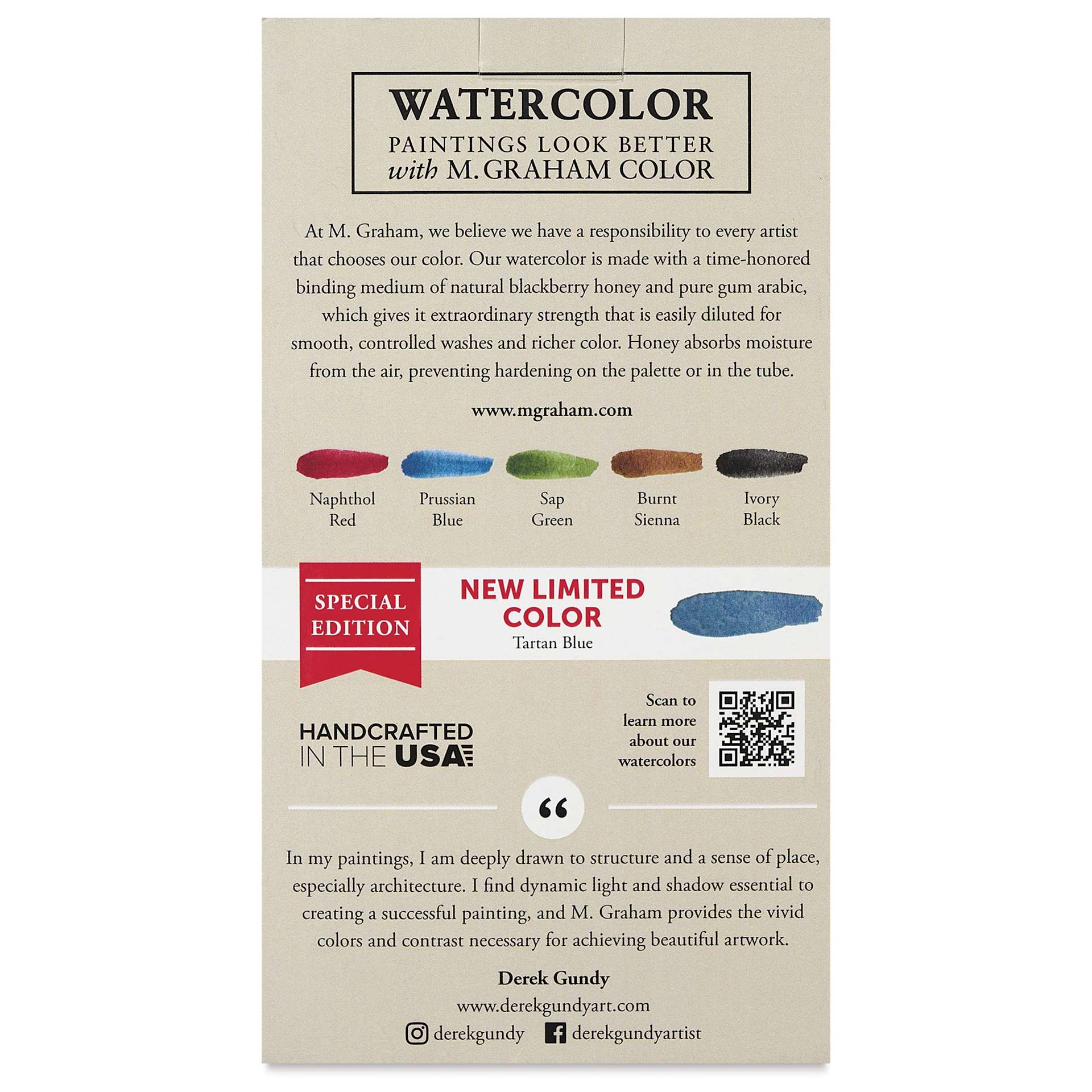 M. Graham Artists' Watercolors - Set of 6, Shades of Italy Venice Reflections back of package