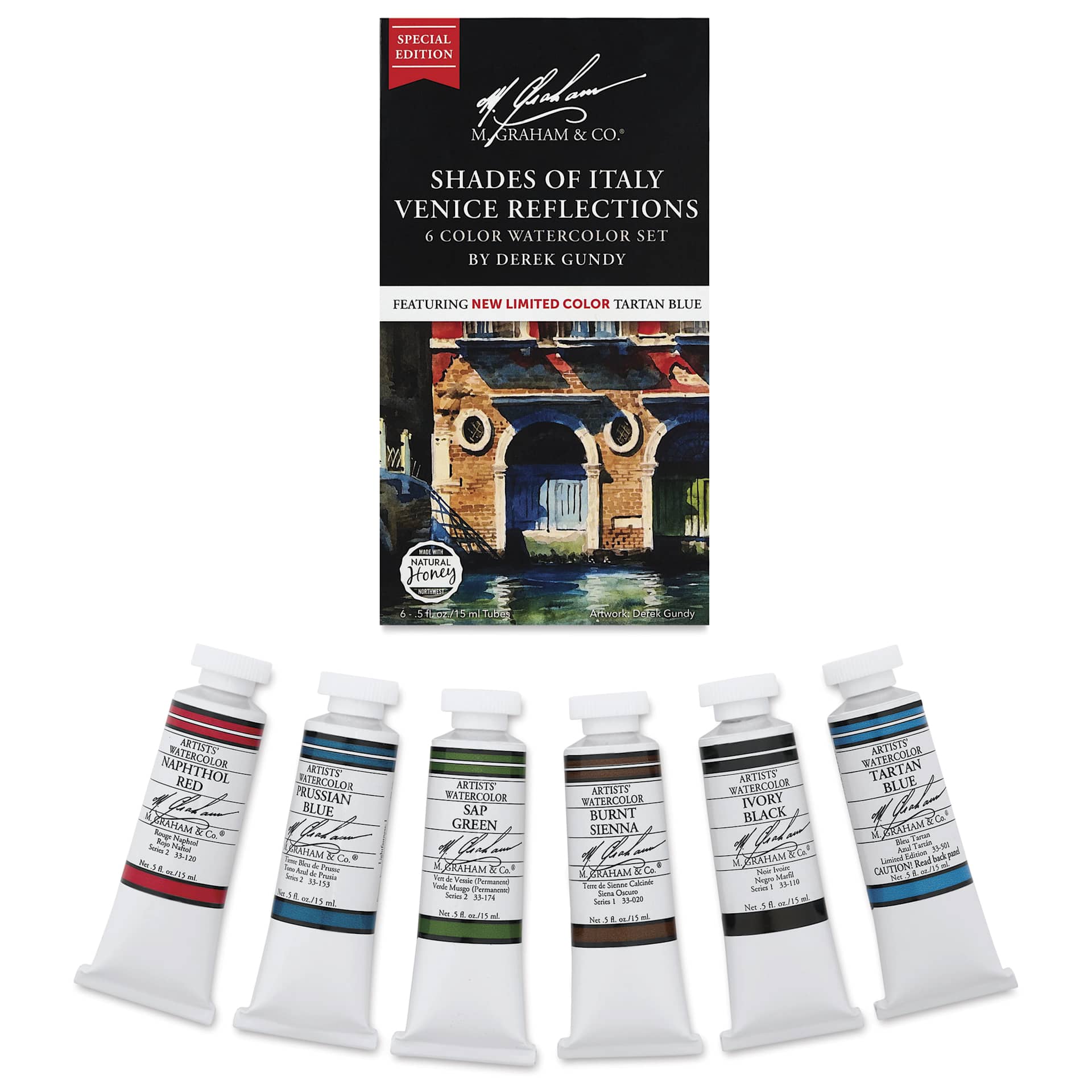 M. Graham Artists' Watercolors - Set of 6, Shades of Italy Venice Reflections, 15 ml