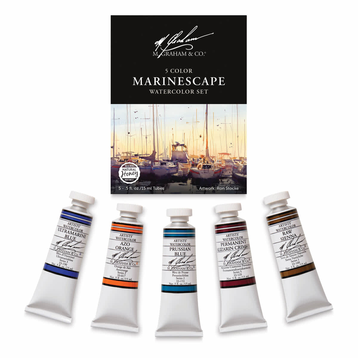 M. Graham Artists' Watercolor Set - Marinescape Set of 5, 15 ml tubes (Tubes with packaging)