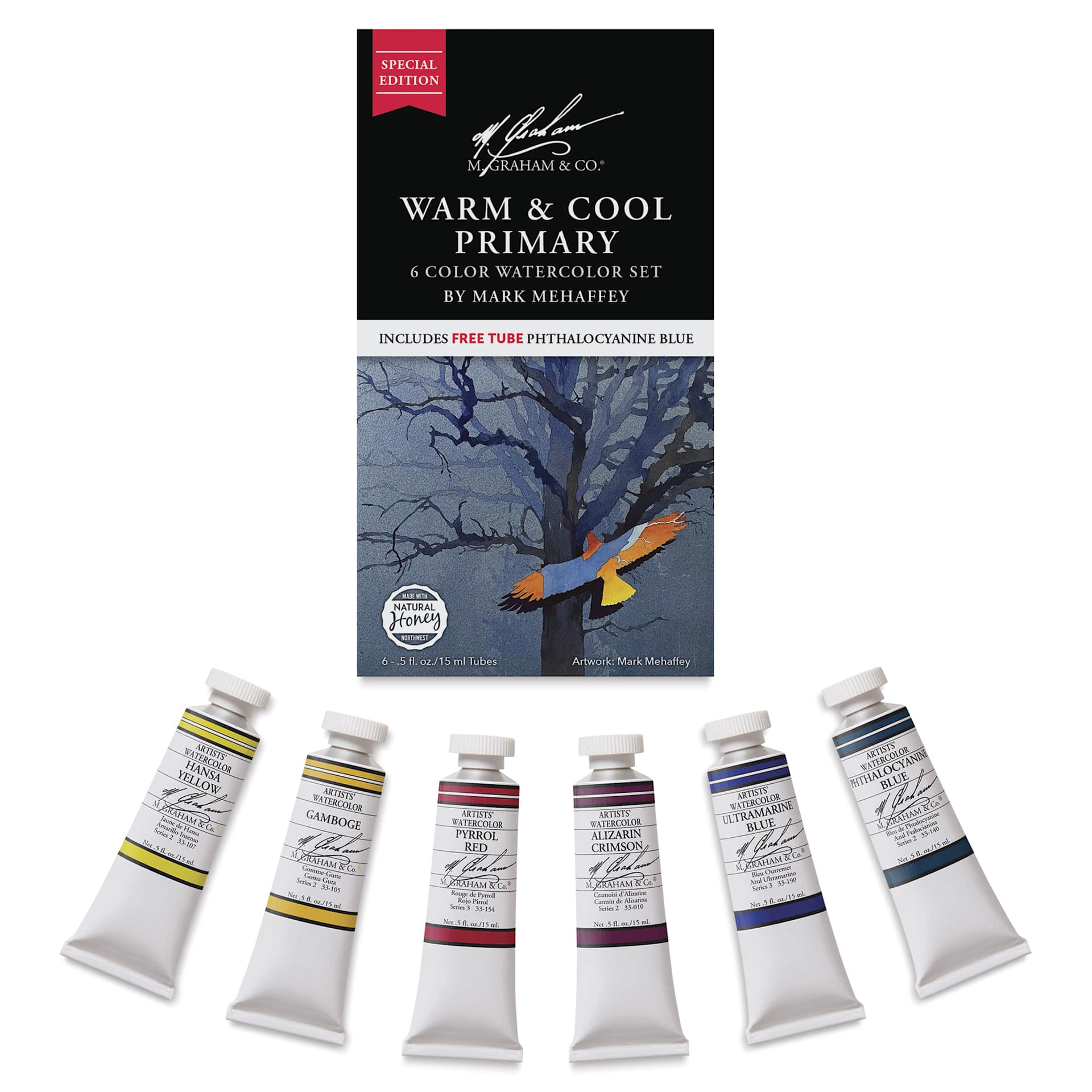 M. Graham Artists' Watercolor - Warm and Cool, Set of 6, 15 ml