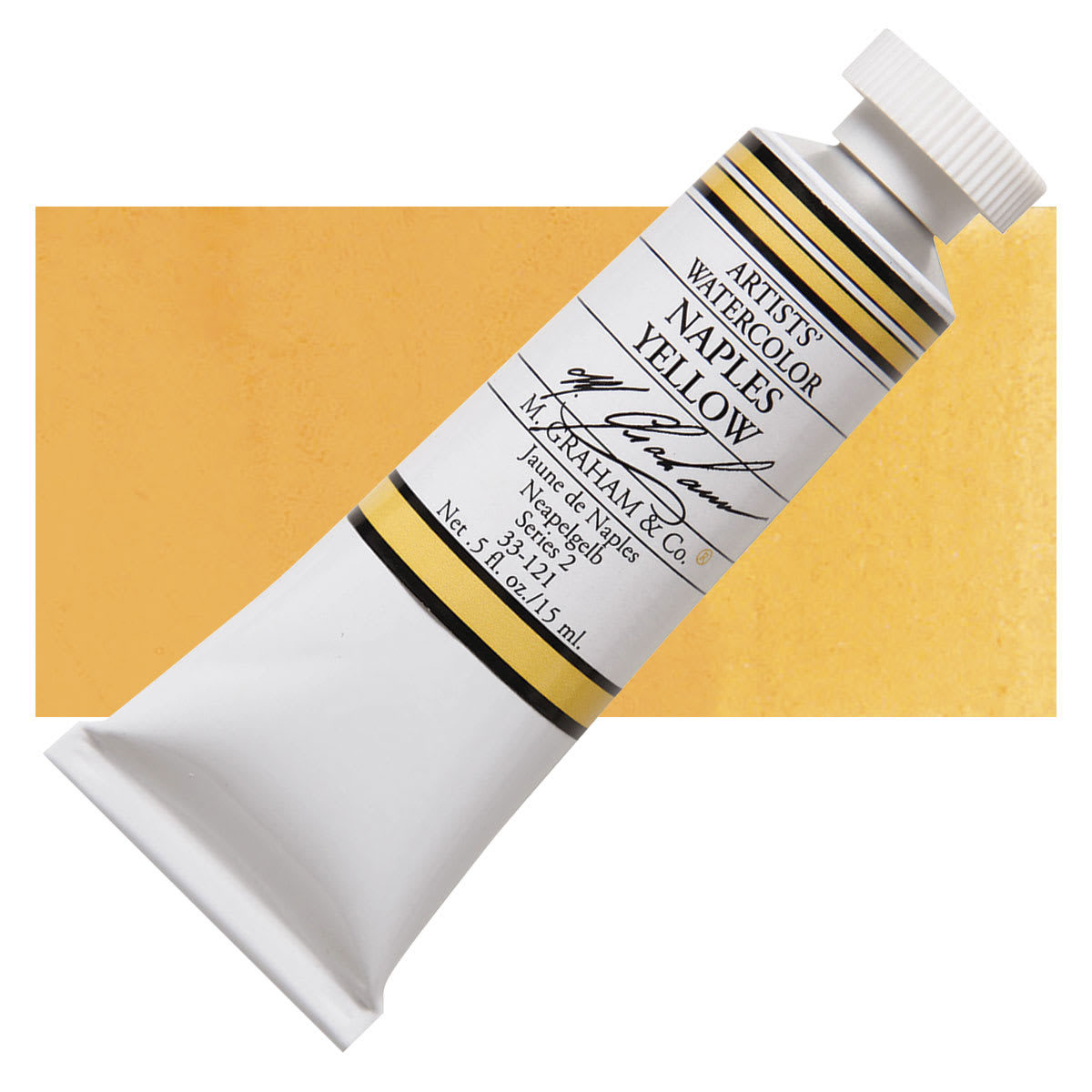 M. Graham Artists' Watercolor - Naples Yellow, 15 ml Tube and swatch