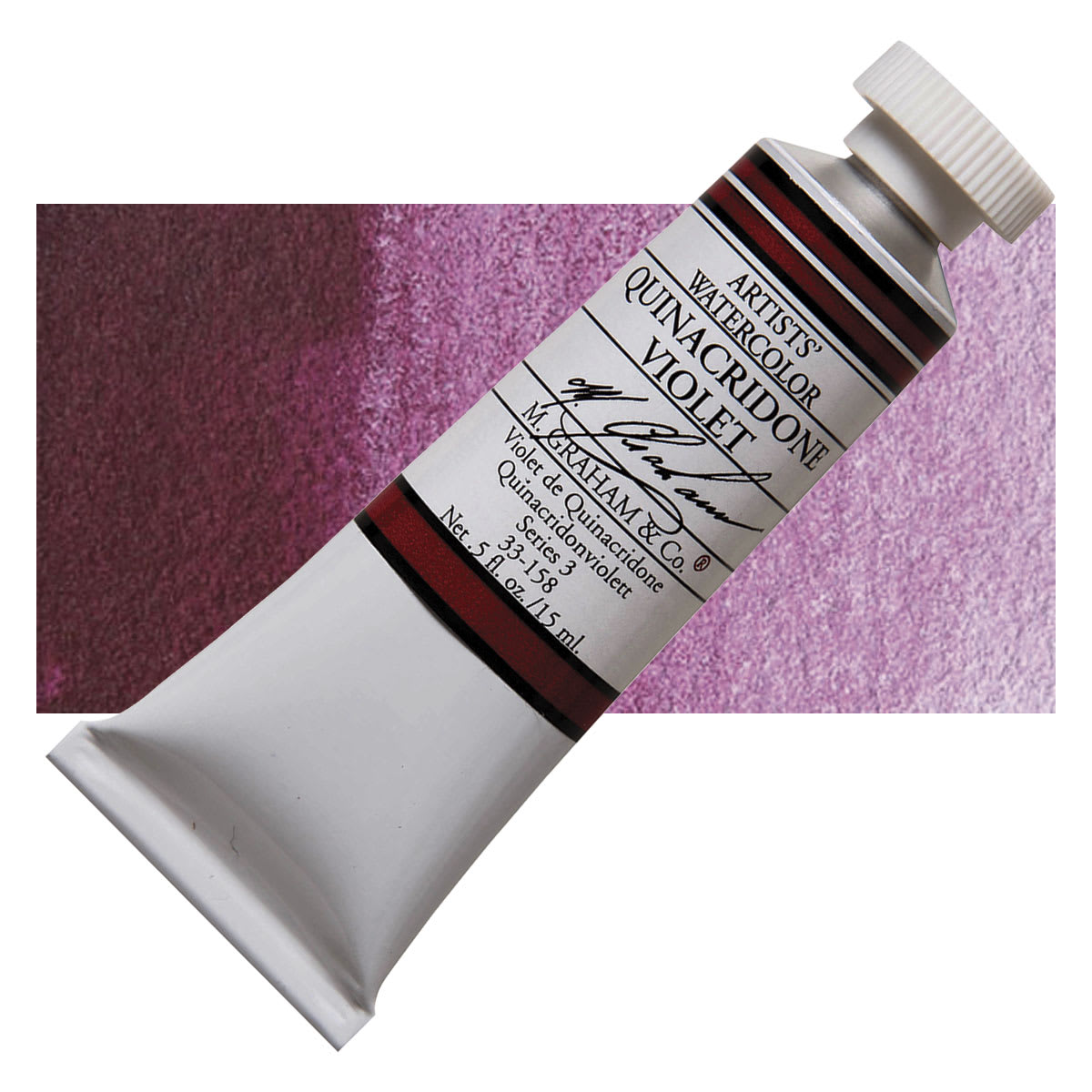 M. Graham Artists' Watercolor - Quinacridone Violet, 15 ml Tube and swatch