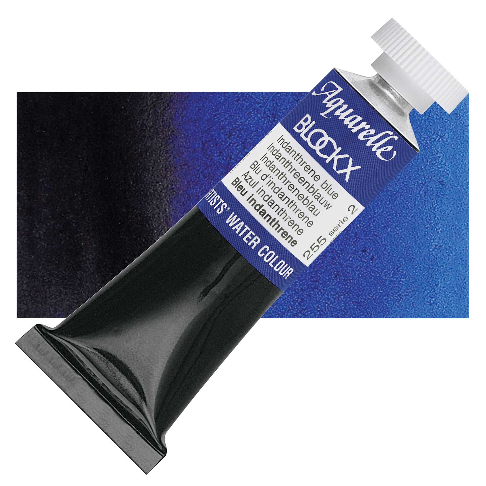 Blockx Artists' Watercolor - Indanthrene Blue, 15 ml Tube and swatch