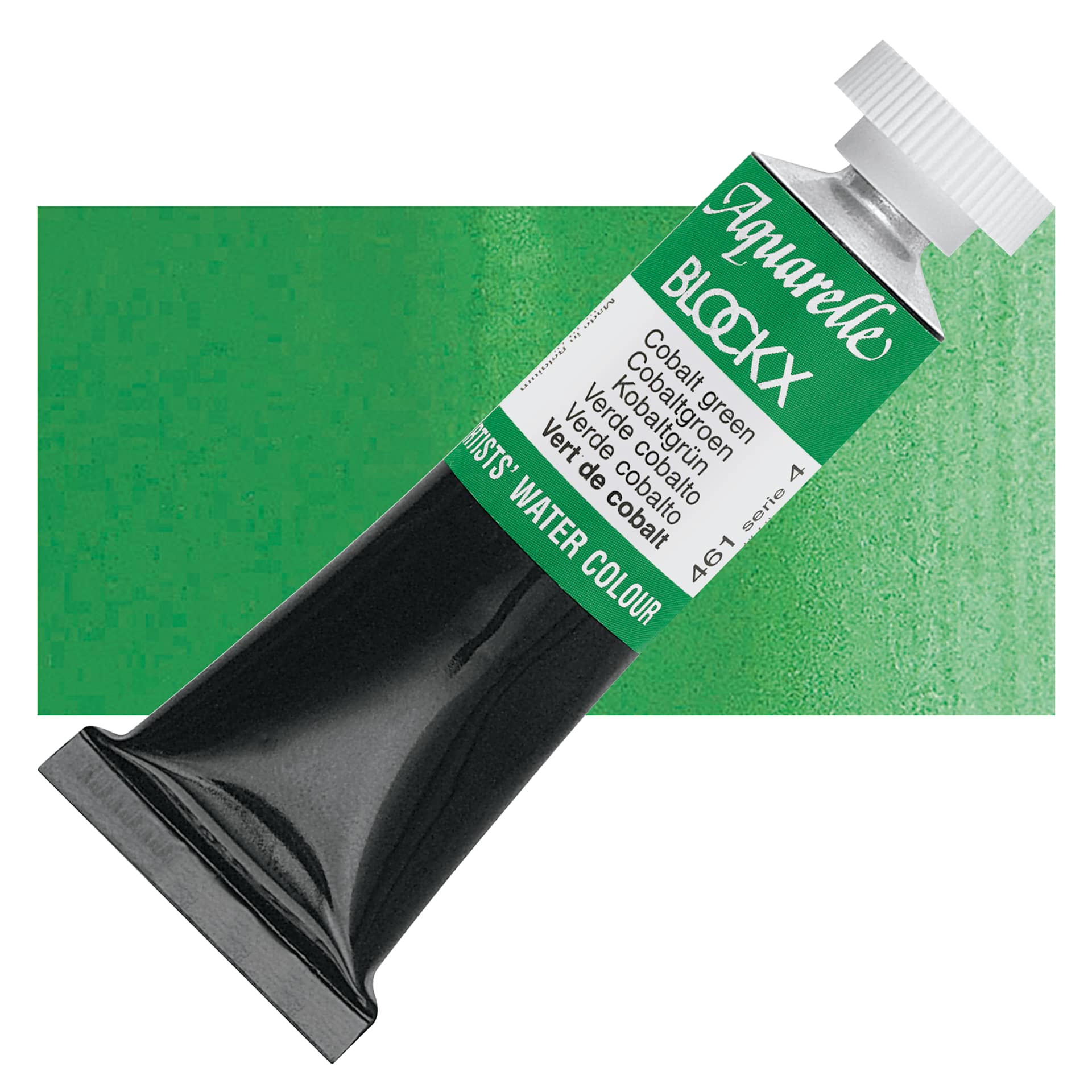 Blockx Artists' Watercolor - Cobalt Green, 15 ml Tube and swatch