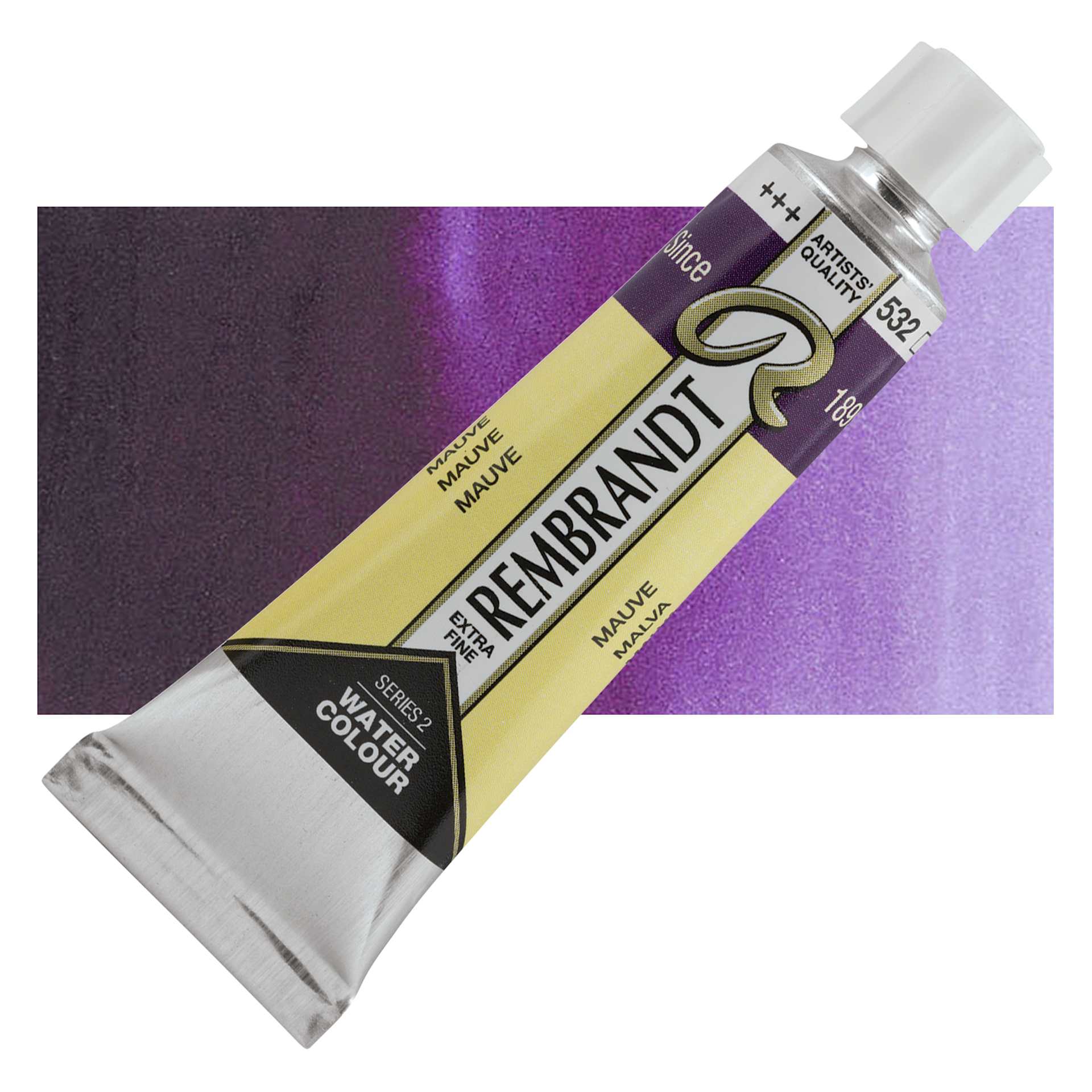 Rembrandt Artist Watercolor - Mauve, 10 ml Tube and swatch