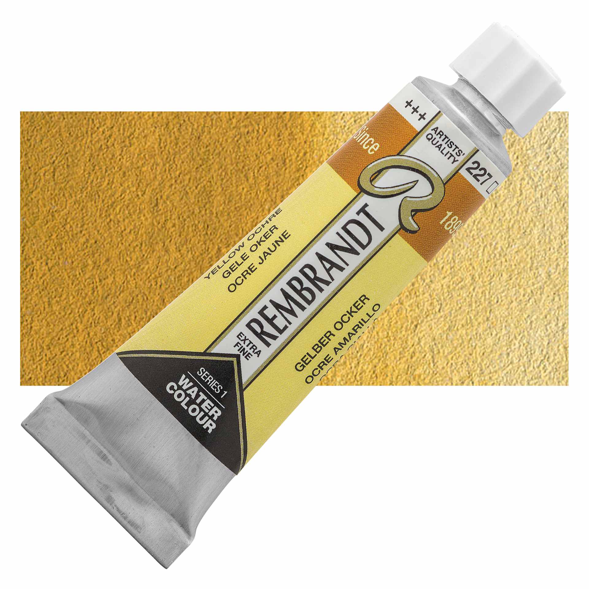 Rembrandt Artist Watercolor - Yellow Ochre, 10 ml tube and swatch