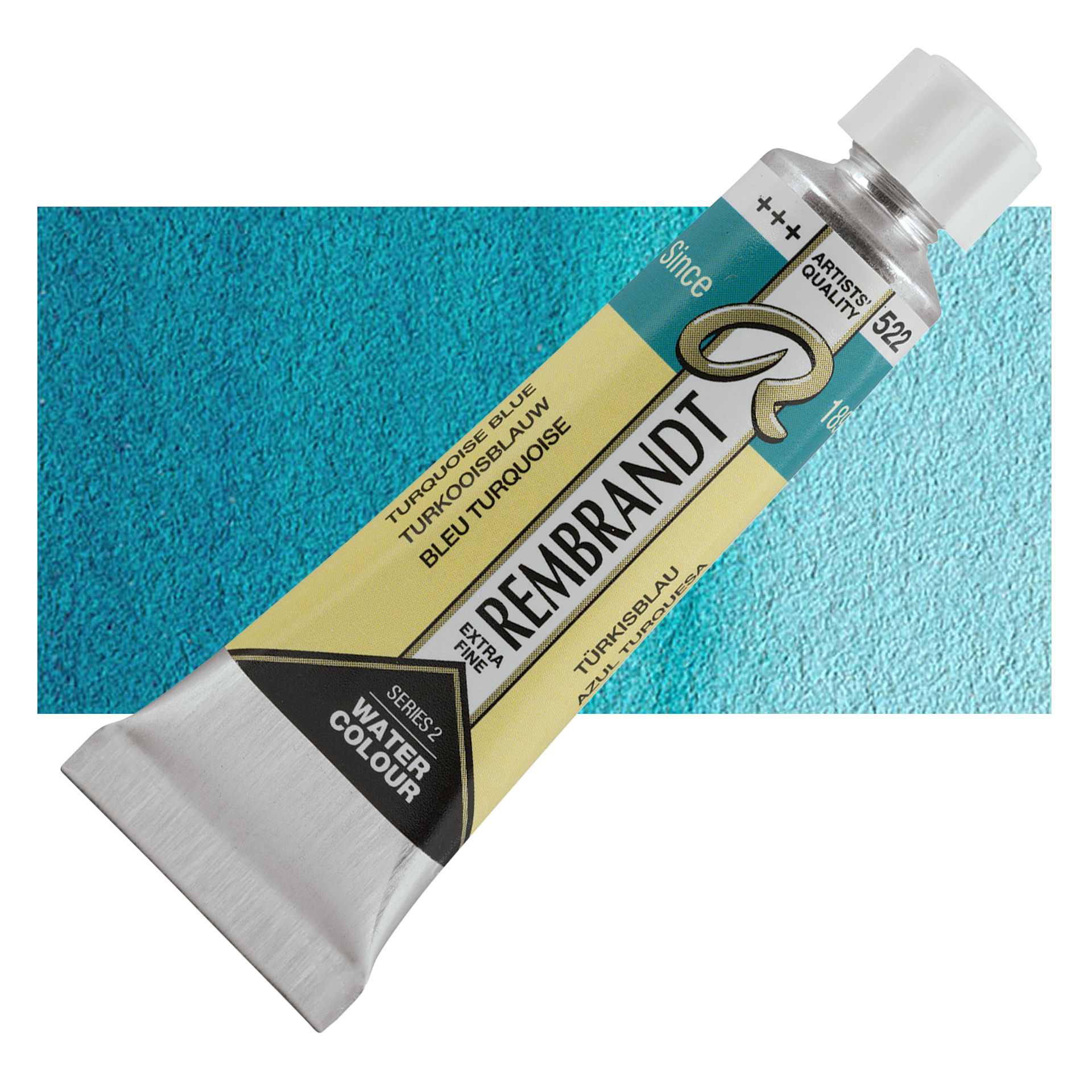 Rembrandt Artist Watercolor - Turquoise Blue, 10 ml tube and swatch
