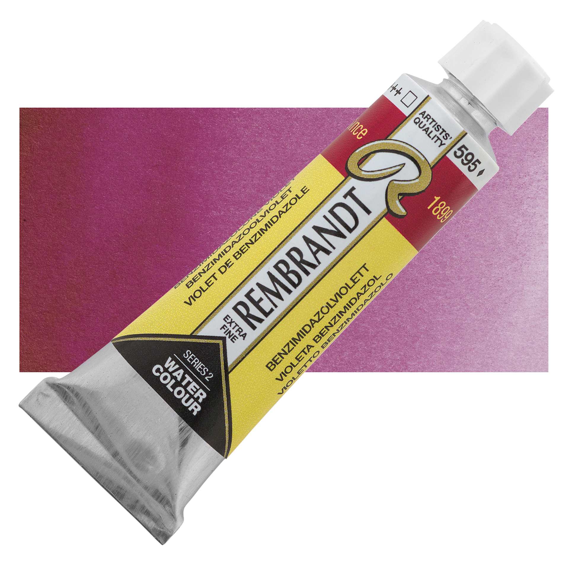 Rembrandt Artist Watercolor - Benzimidazolone Violet, 10 ml tube and swatch